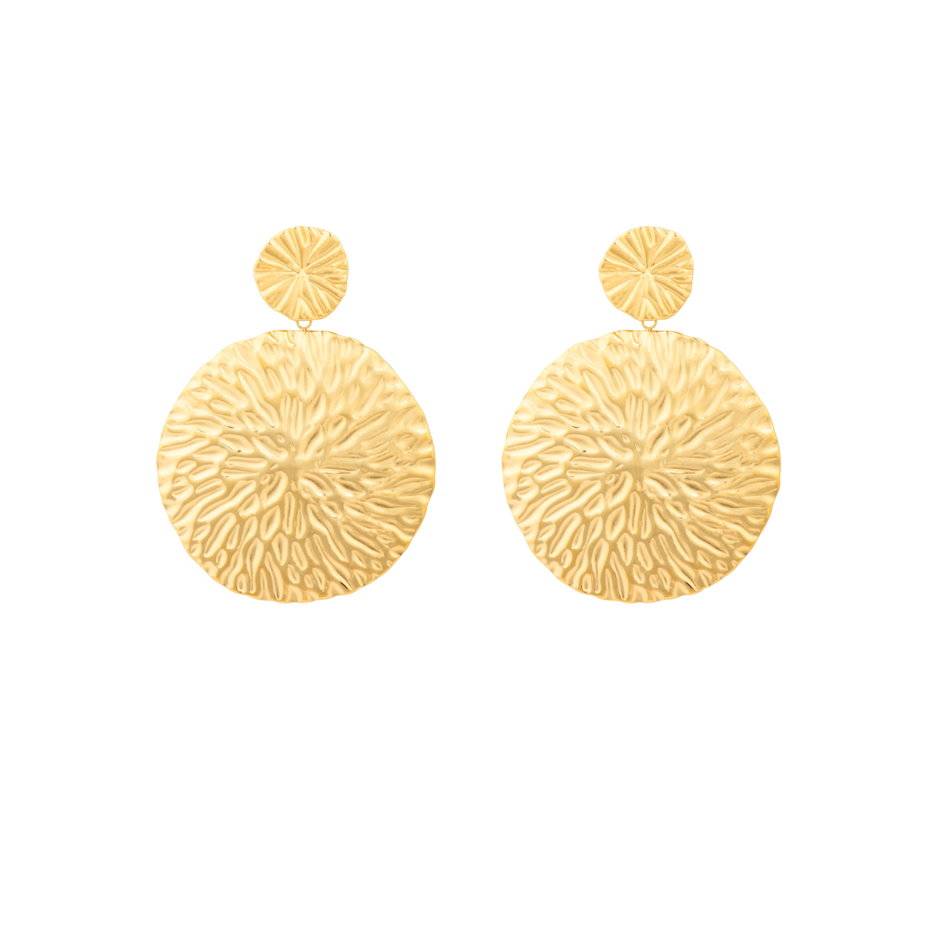 18k yellow gold finish earrings - Wiseya