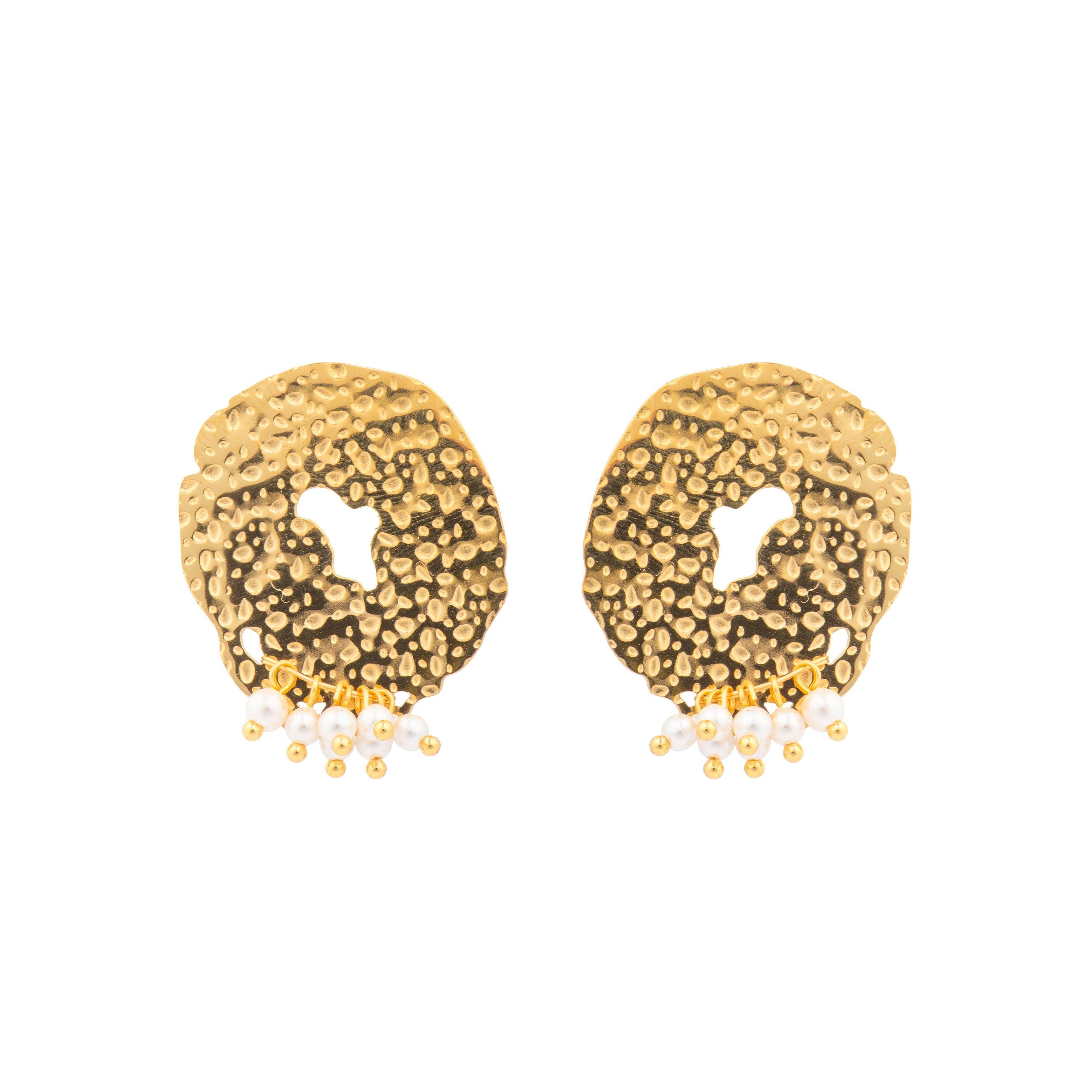 18k yellow gold finish earrings with white pearls - Kuwe
