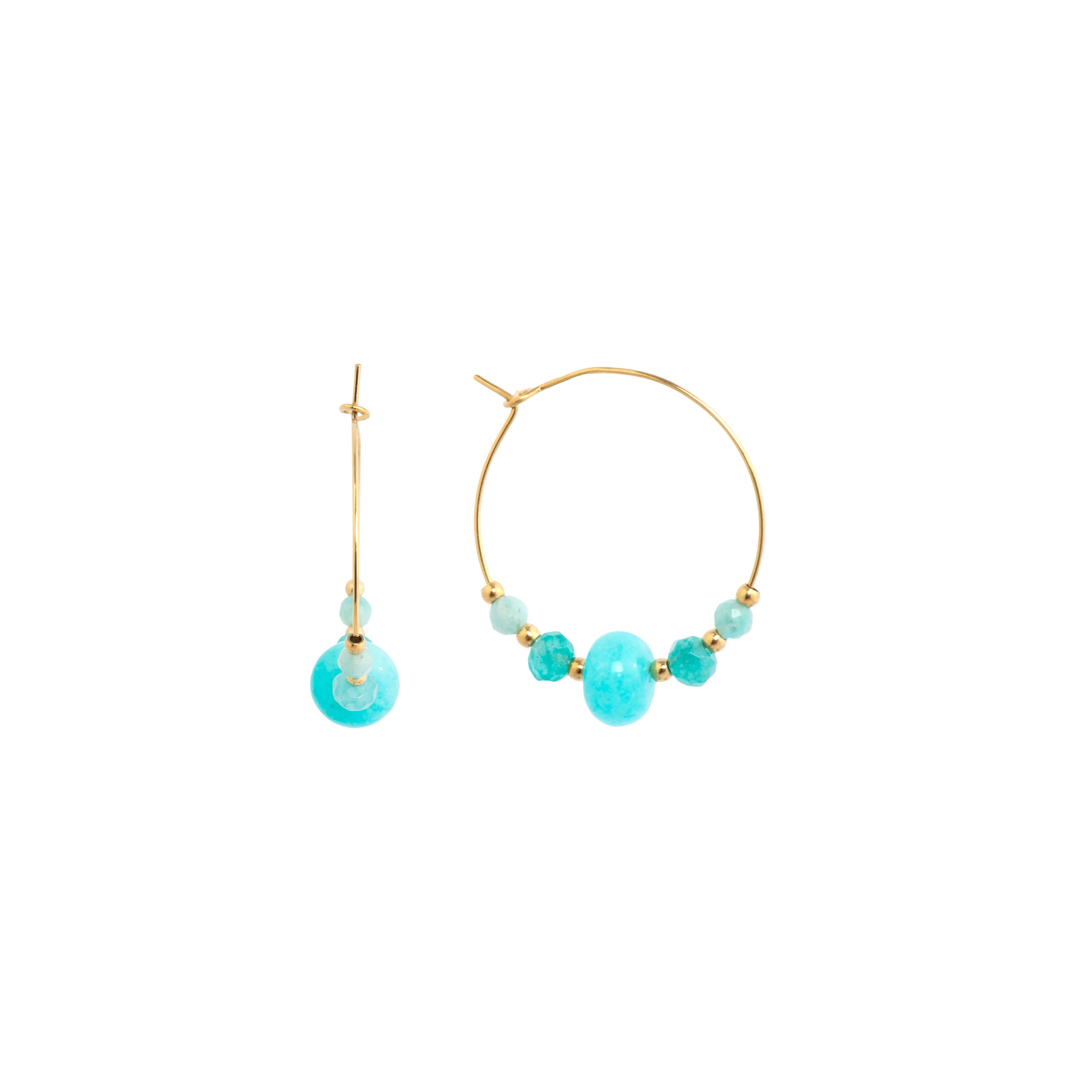 18k yellow gold and blue jade earrings - Gimra
