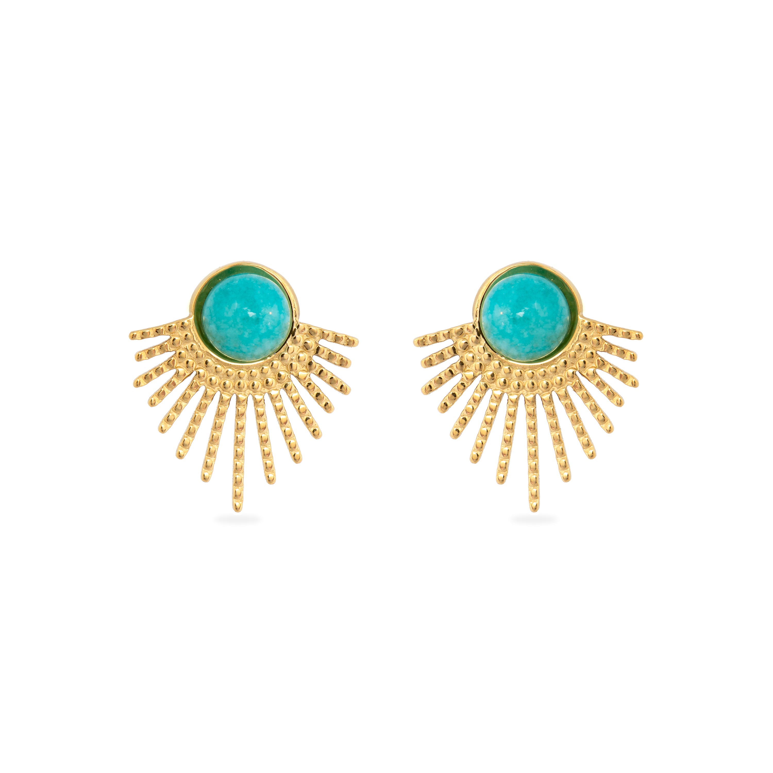 Pendientes acabado oro amarillo de 18k y Jade Verde - Boya