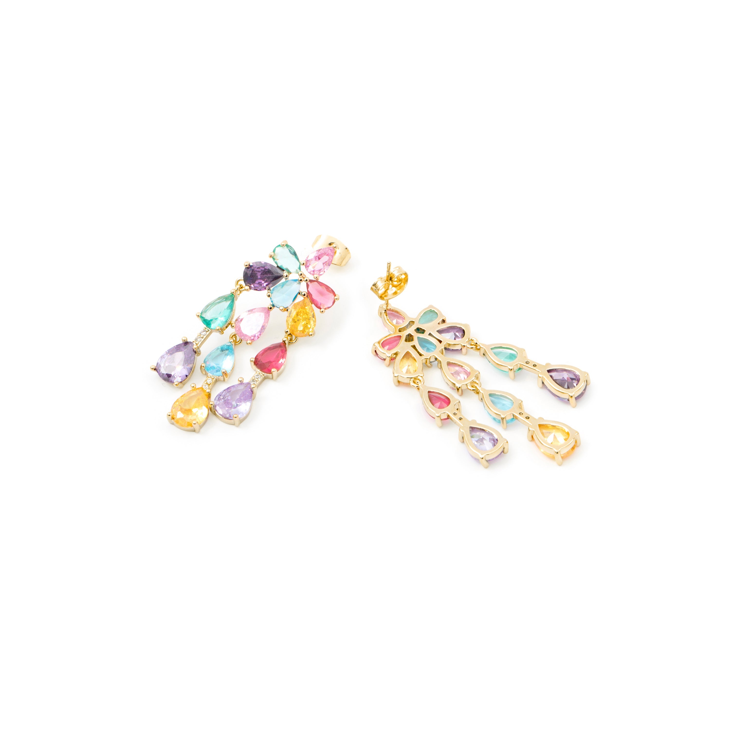Pendientes de Circonita Multicolor acabado en oro amarillo de 18k - Linro