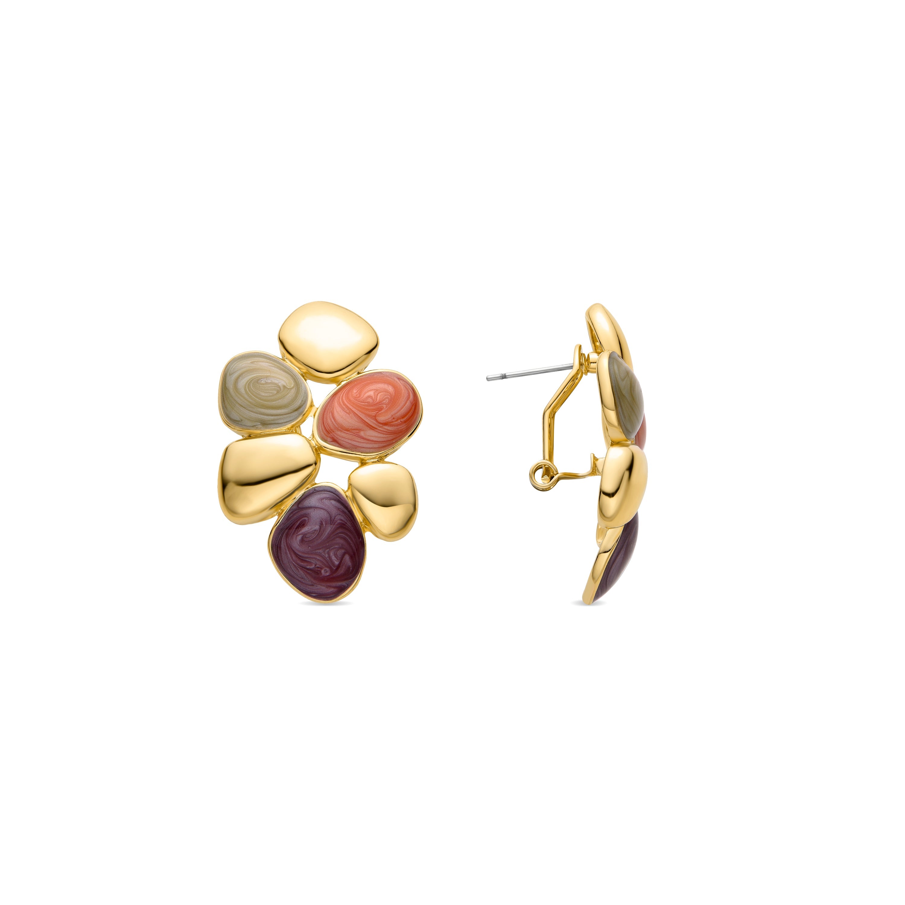 Orange Resin Earrings Finished in 18K Yellow Gold - Niro