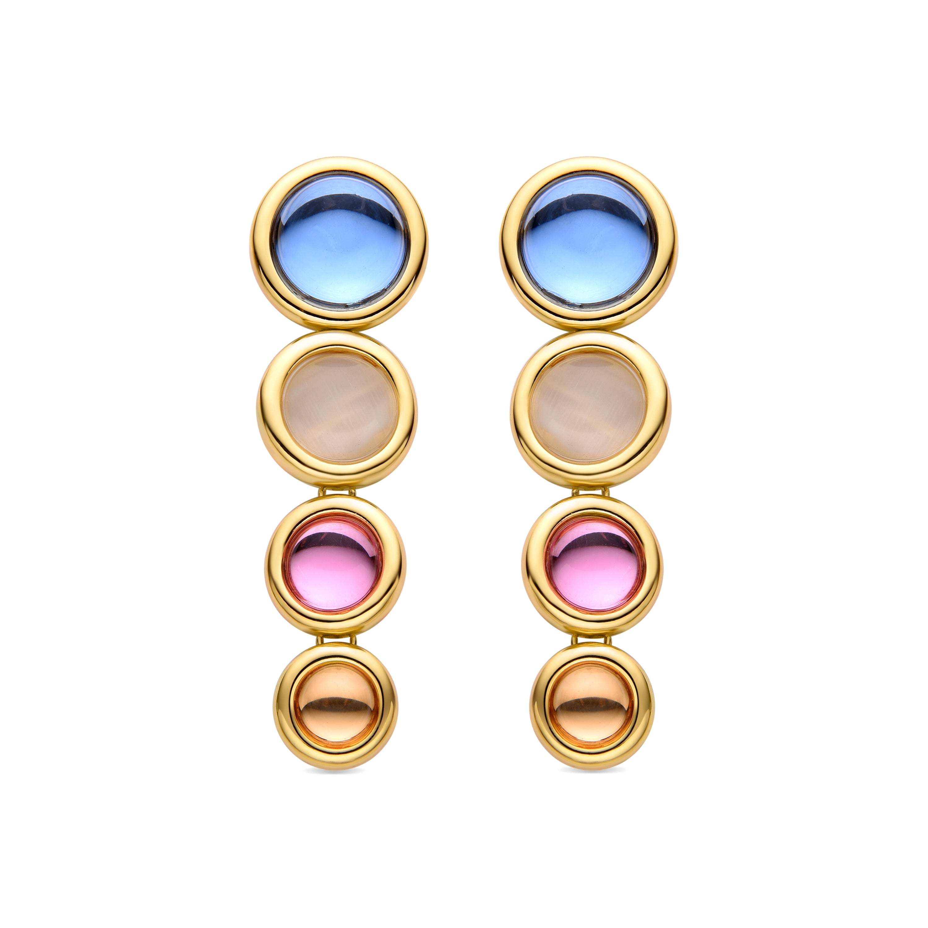 Multicolored Crystal Earrings finished in 18K yellow gold - Longki