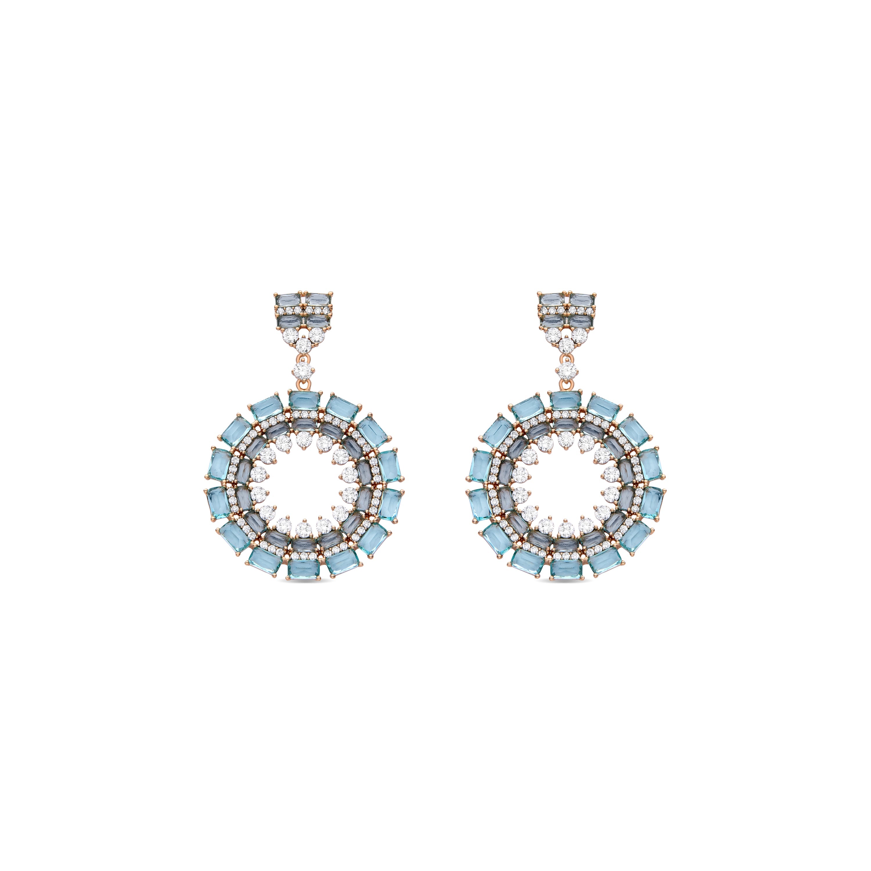Blue Crystal Earrings finished in 18K yellow gold - Rax