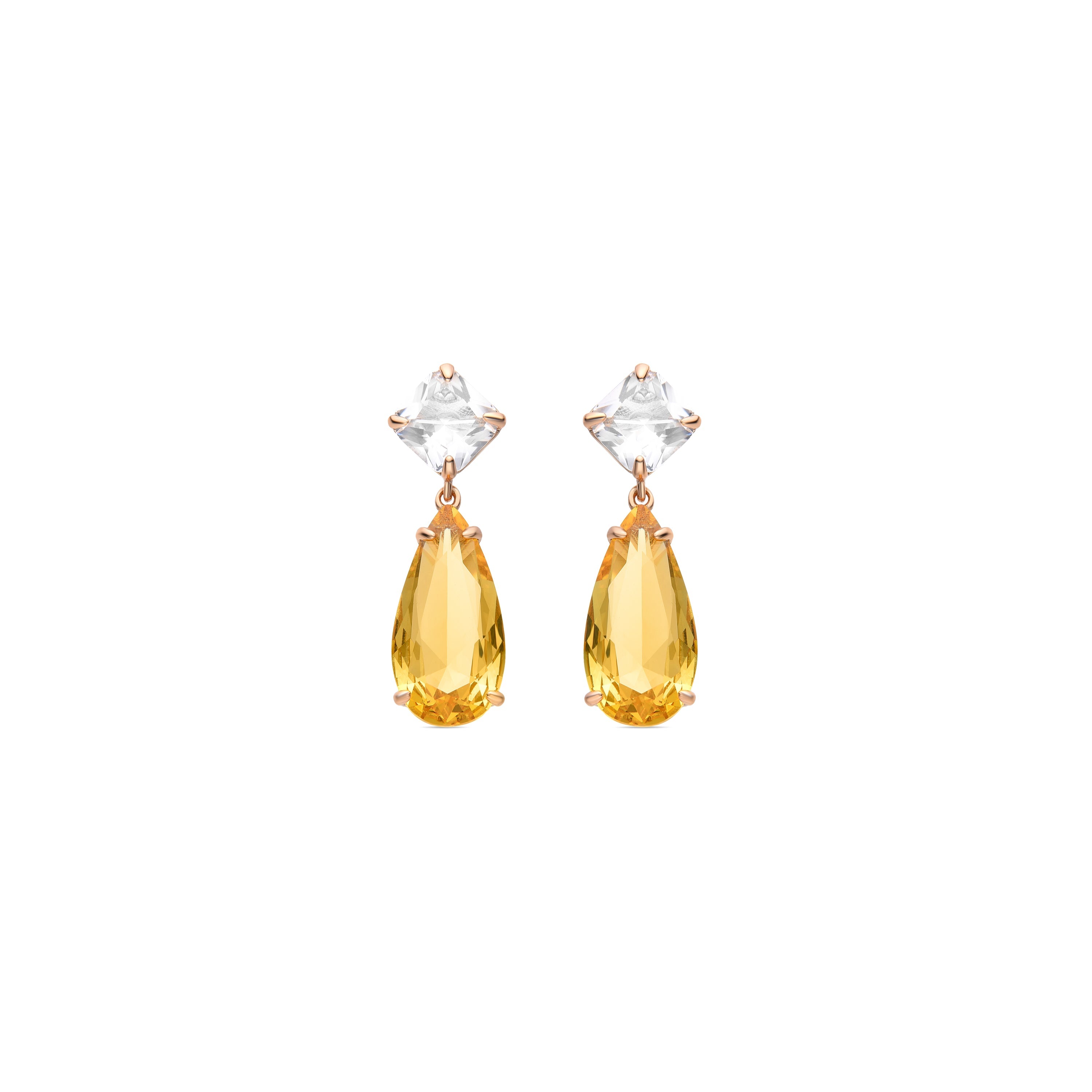 Multicolor Hydrothermal Quartz Earrings finished in 18K yellow gold - Waro