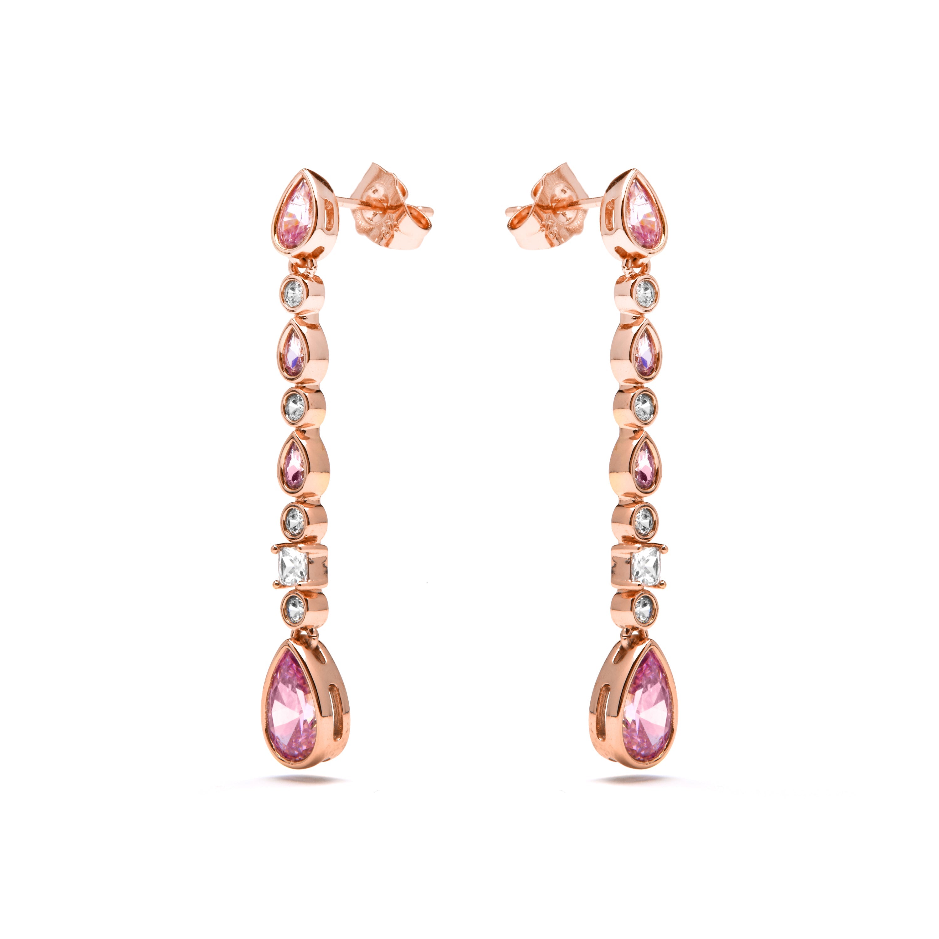 Pink Zirconia Earrings finished in 18K yellow gold - Zalmoa