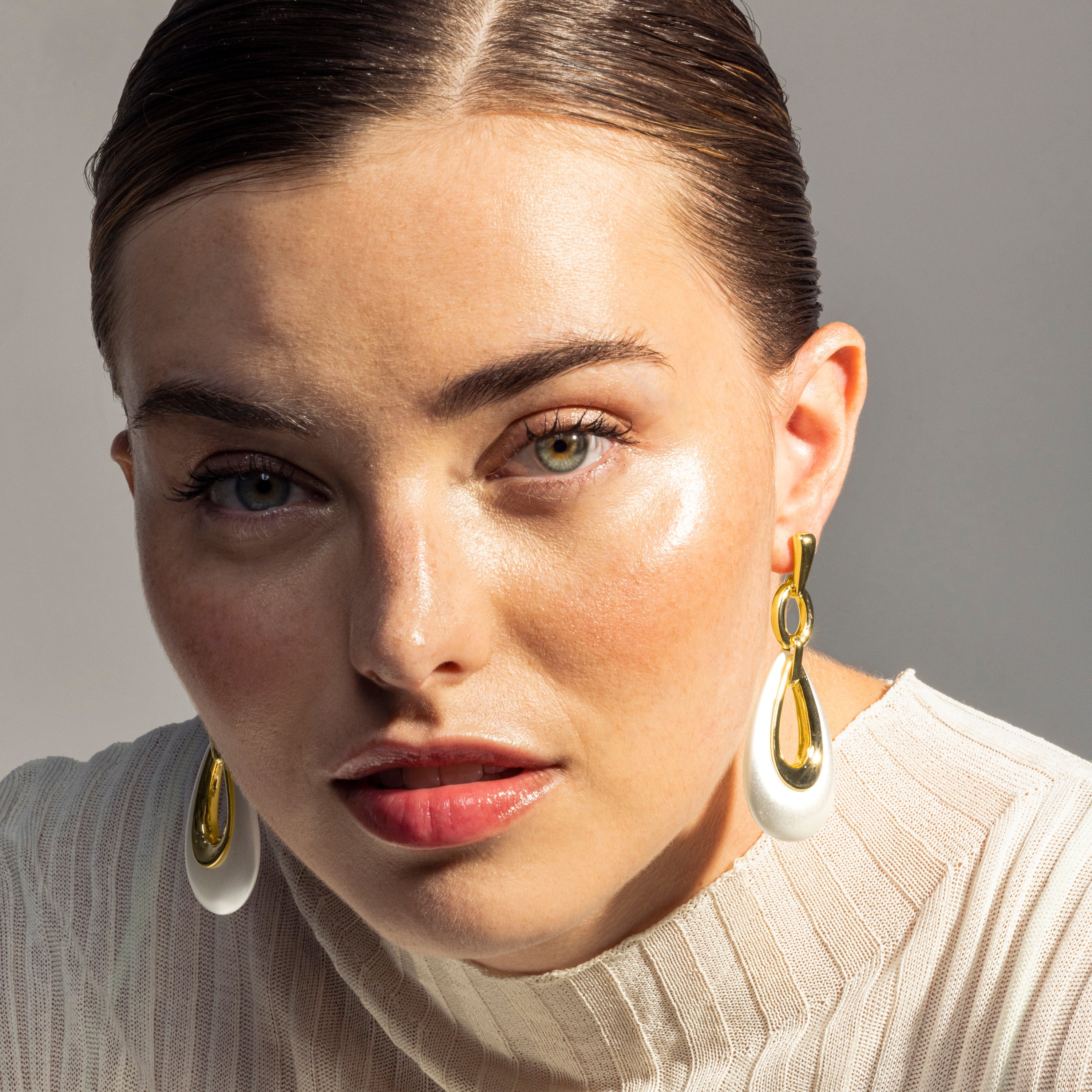 18K yellow gold finished earrings - Humola