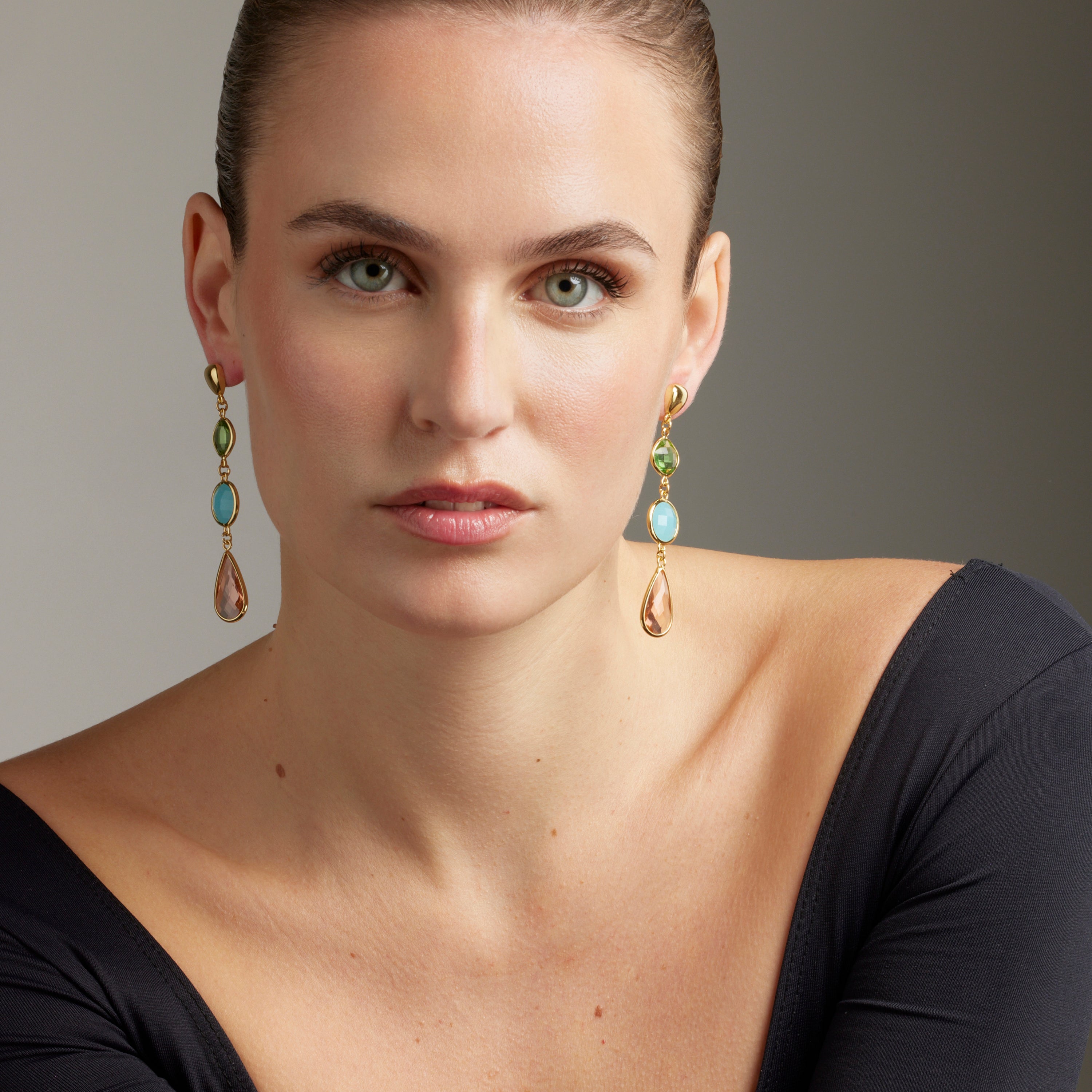 18K yellow gold finished earrings - Donnty