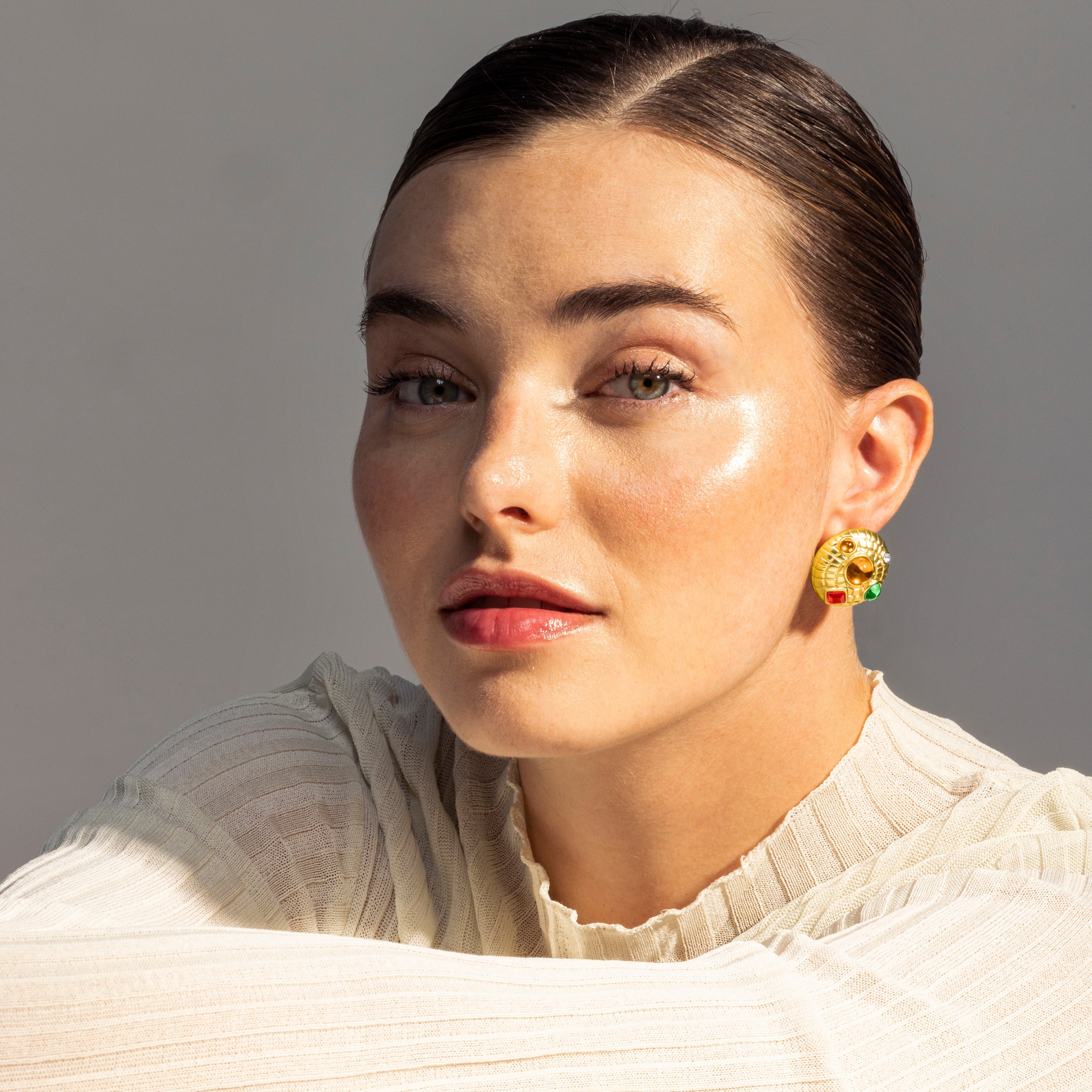18K yellow gold finished earrings - Shurax