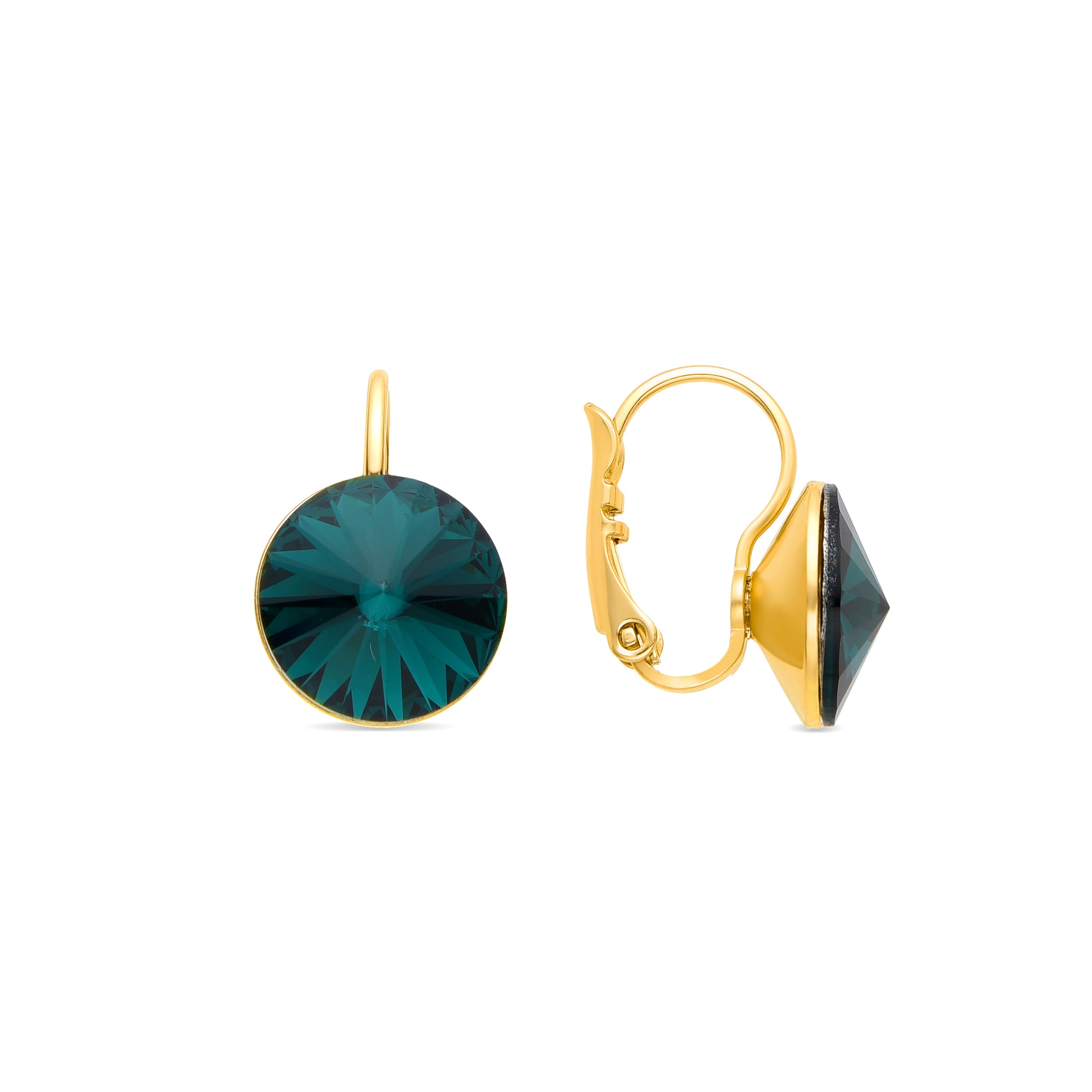 Green Crystal Earrings finished in 18K yellow gold - Rusira