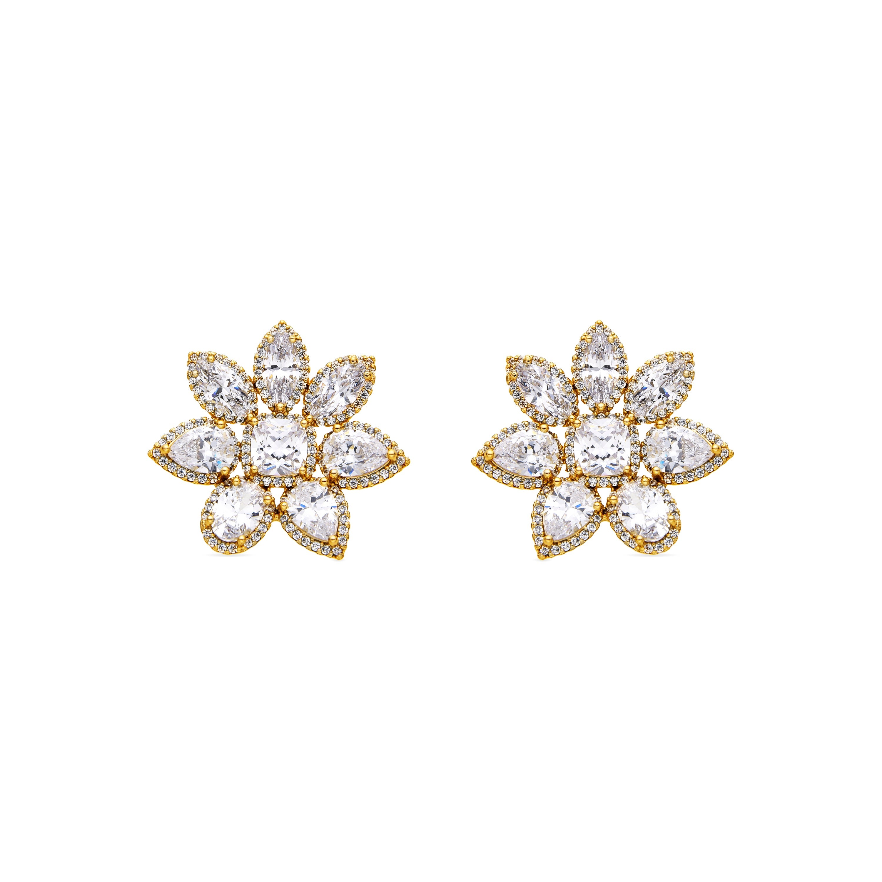 Shiny Zircon Earrings, 18k gold plated - Onysa
