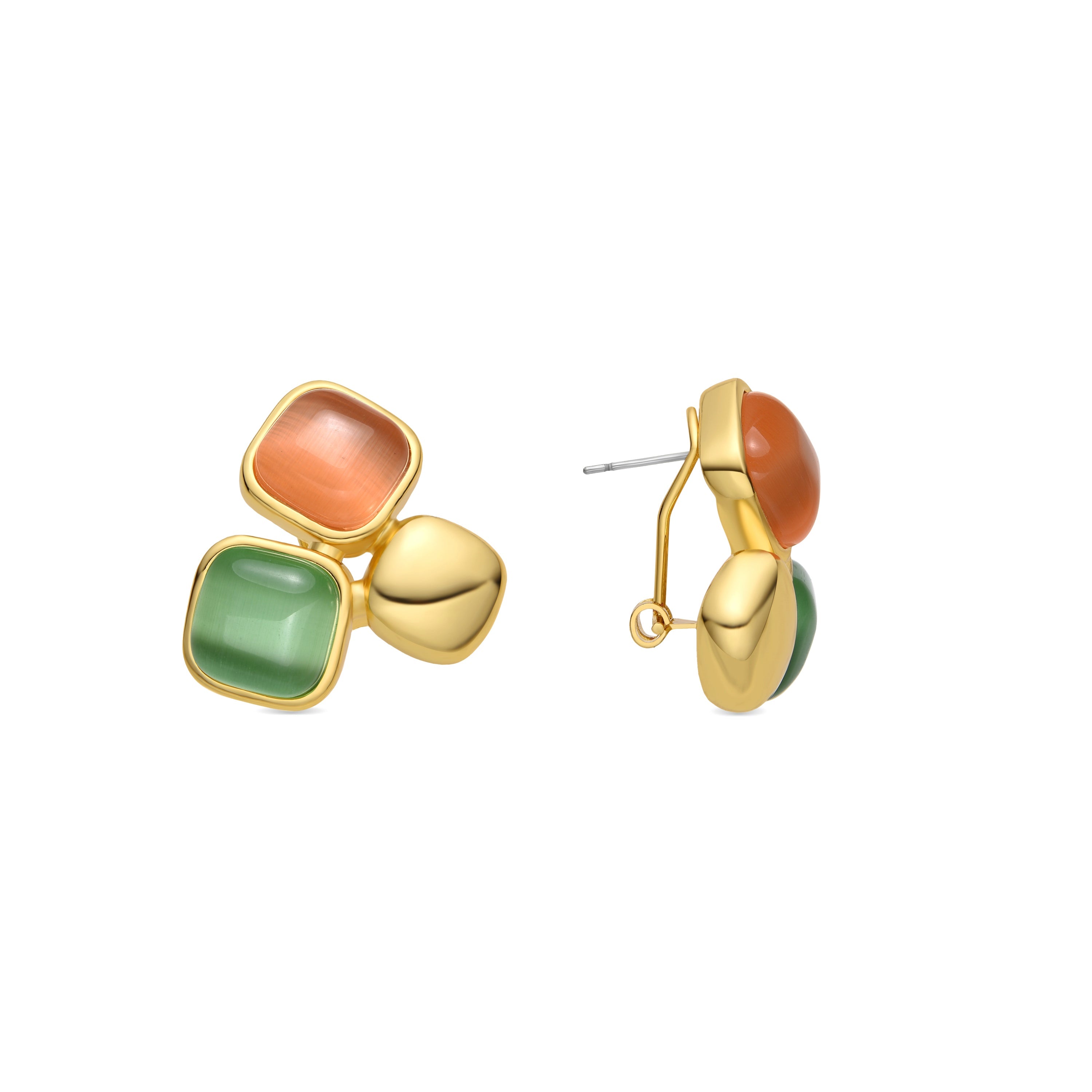 Multicolor Cat's Eye Earrings, 18k Gold Finish - Nuroa