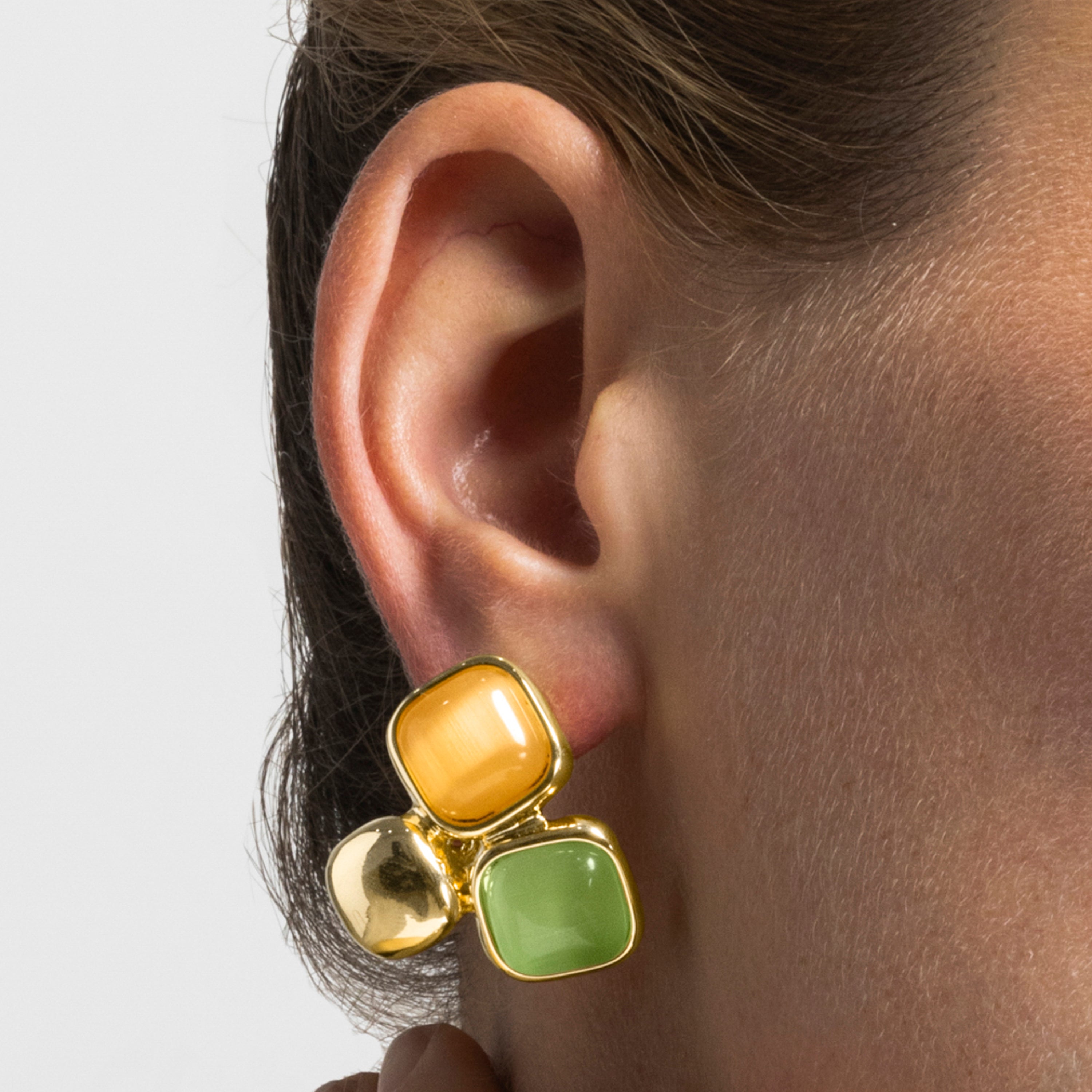 Multicolor Cat's Eye Earrings, 18k Gold Finish - Nuroa
