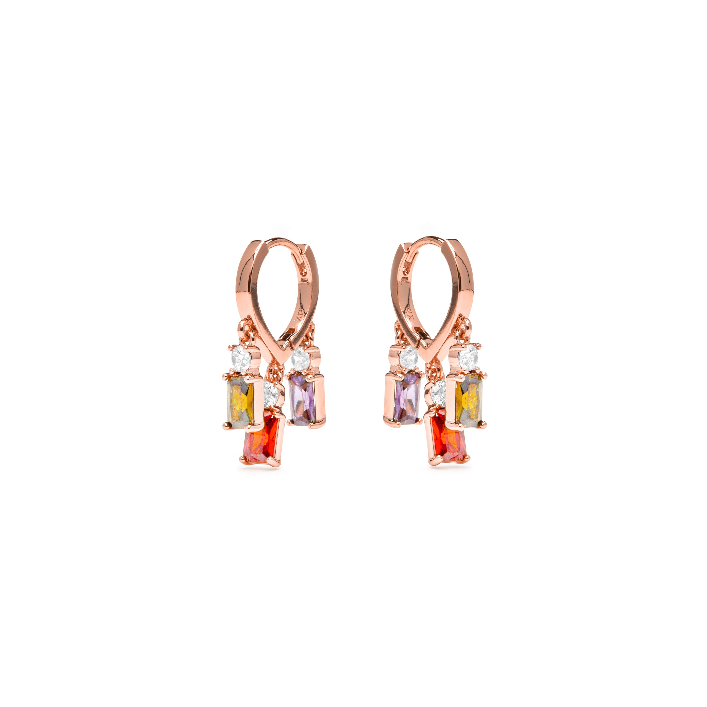 Pendientes con Circonita Multicolor acabado oro amari llo 18k - Lanik
