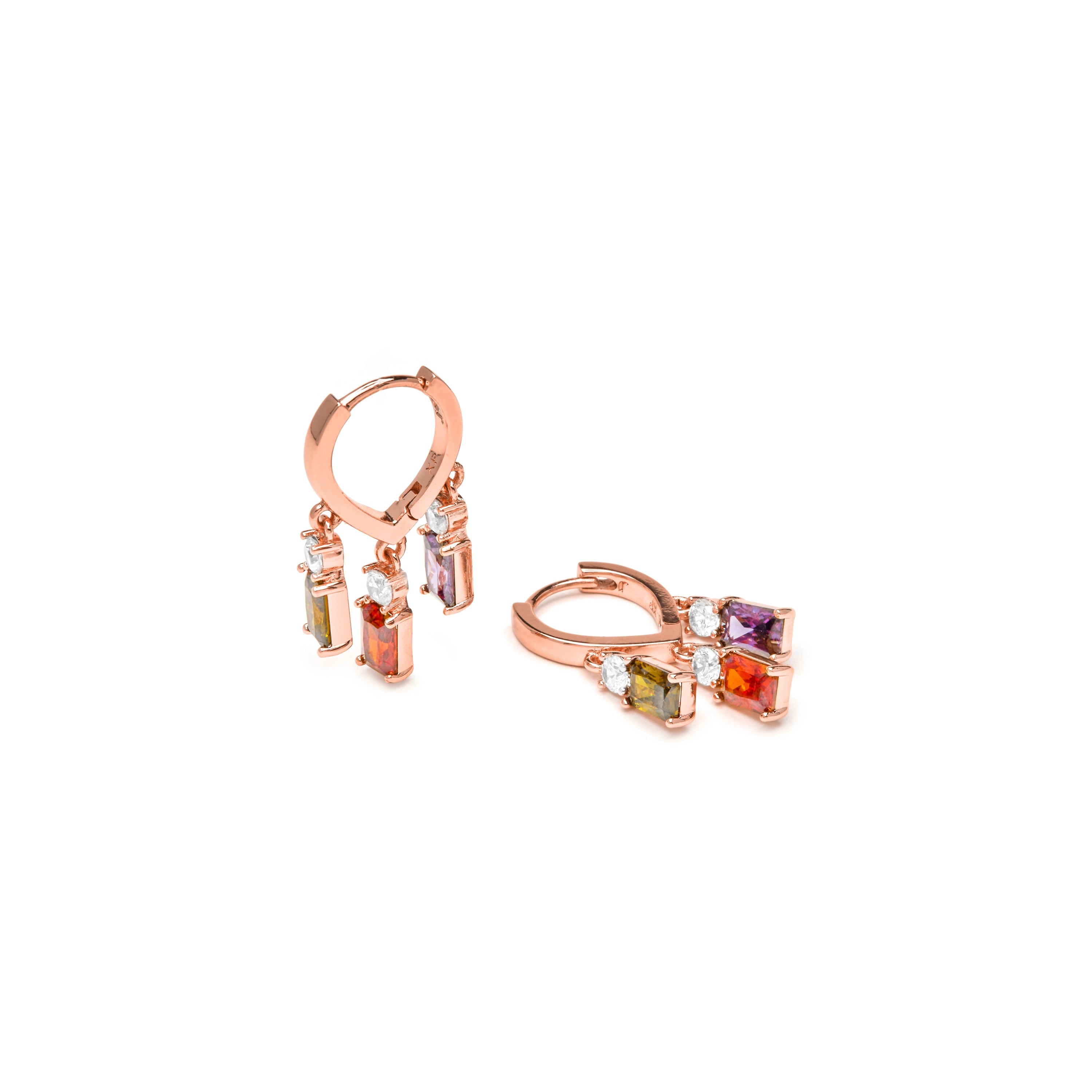 Pendientes con Circonita Multicolor acabado oro amari llo 18k - Lanik