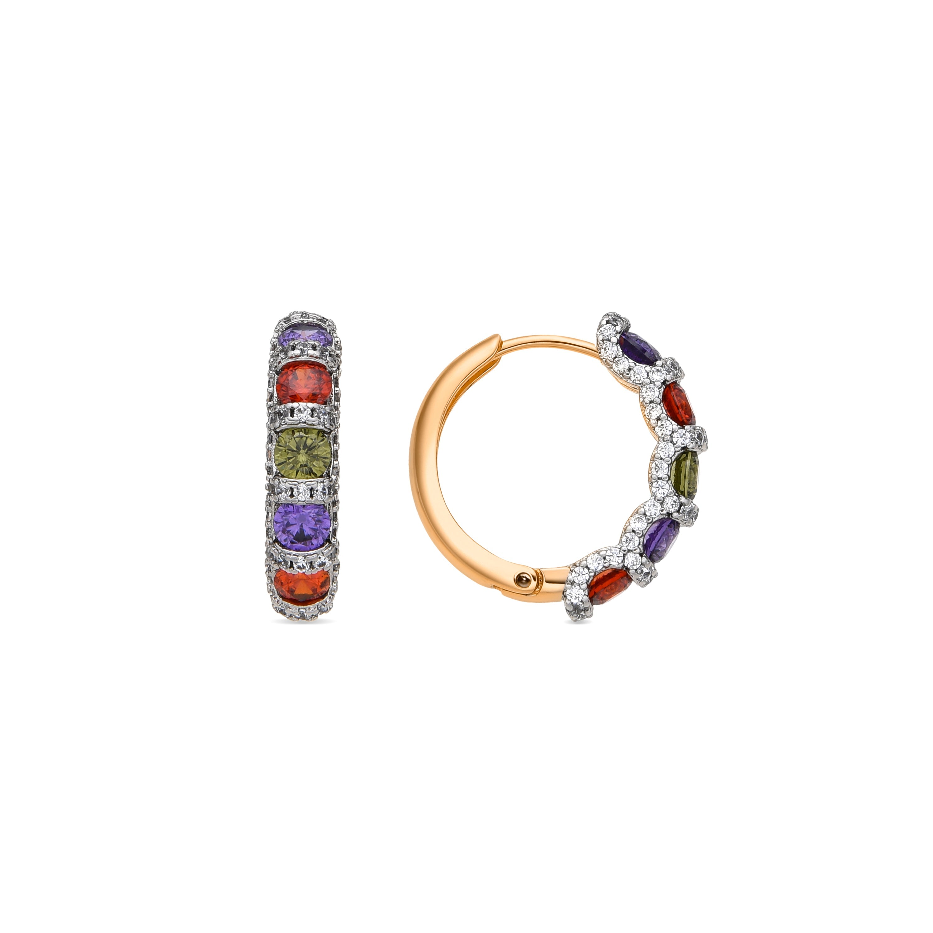 Earrings with multicolored zirconia in 18k yellow gold finish - Yrat