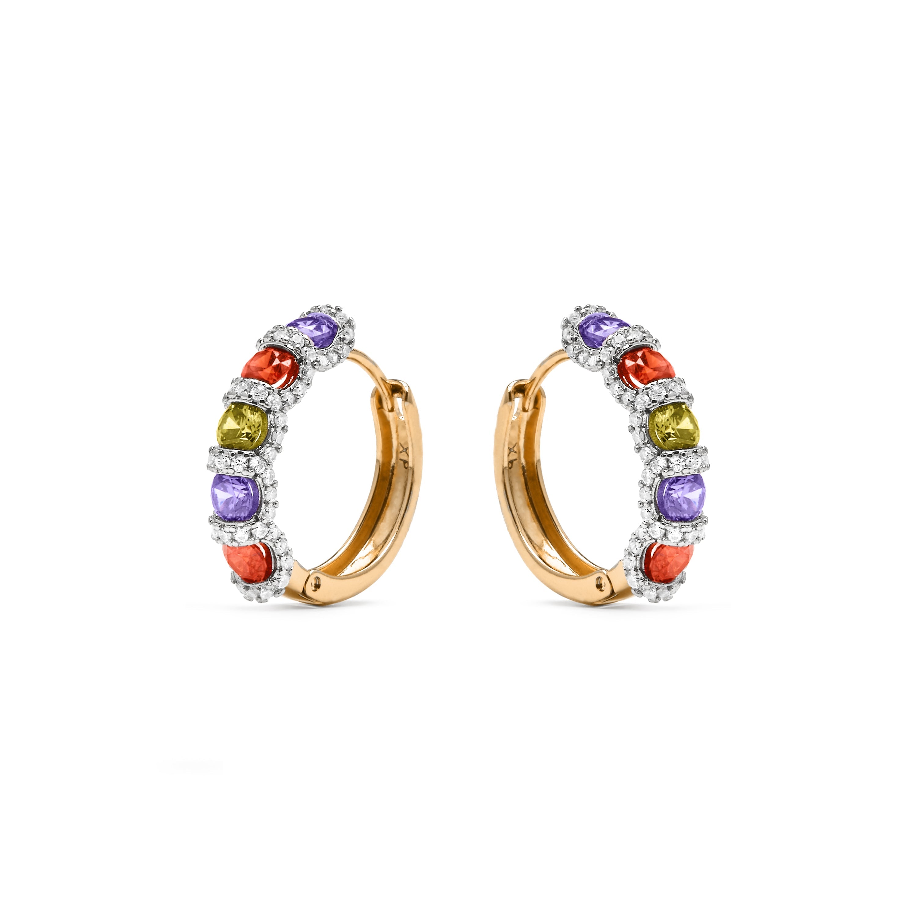 Pendientes con Circonita multicolor acabado oro amarillo 18k - Yrat