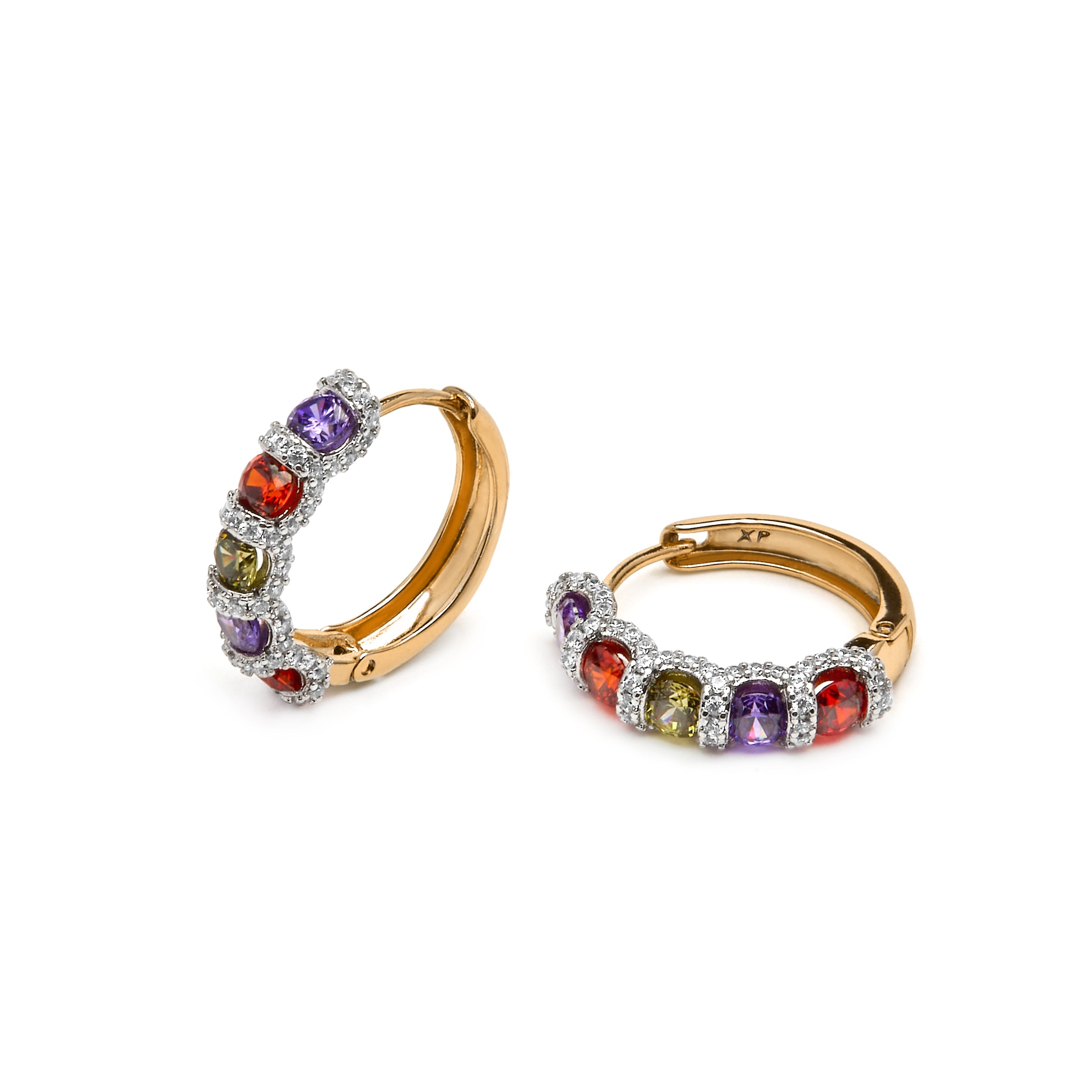 Pendientes con Circonita multicolor acabado oro amarillo 18k - Yrat