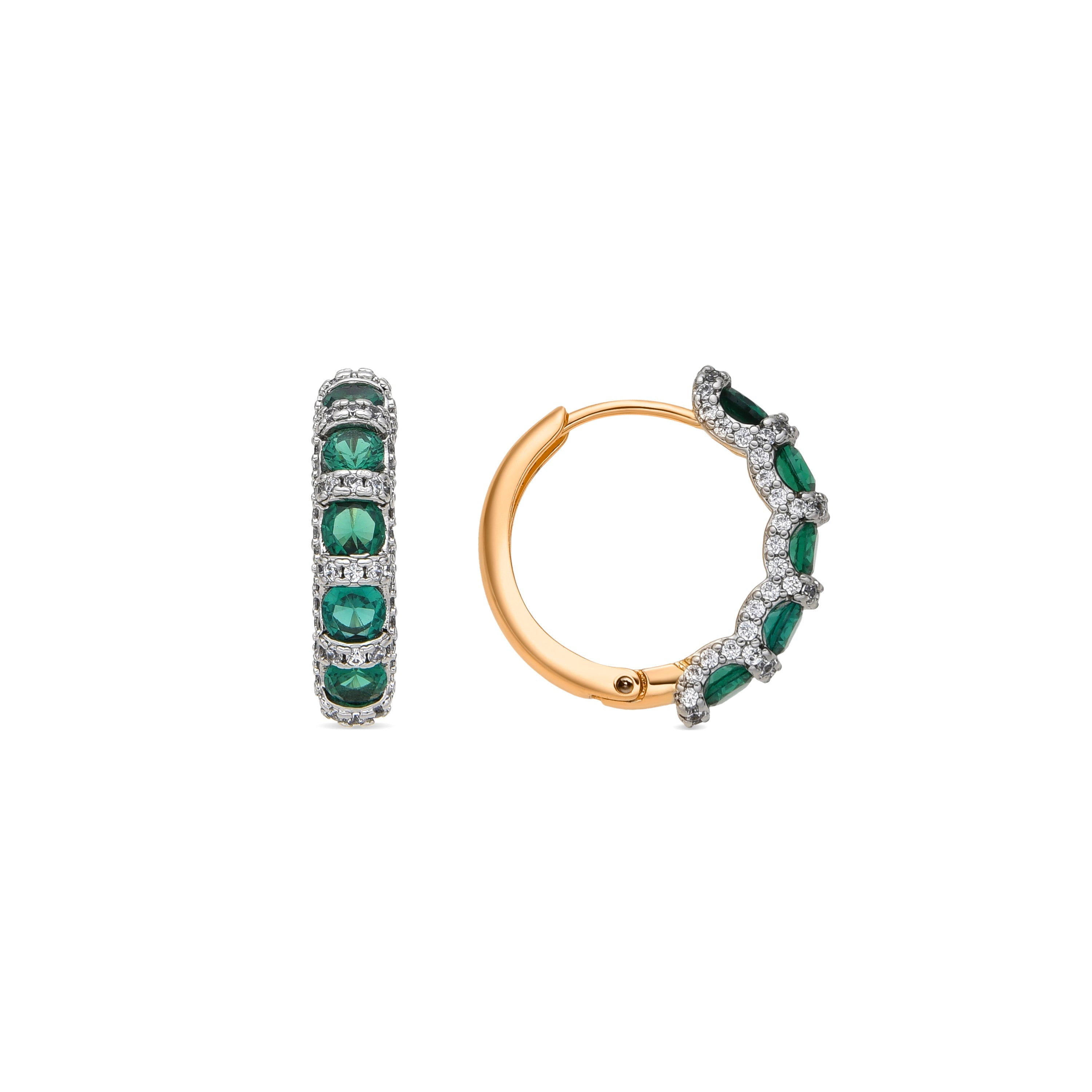 Pendientes con Circonita esmeralda acabado oro amarillo 18k - Yrat