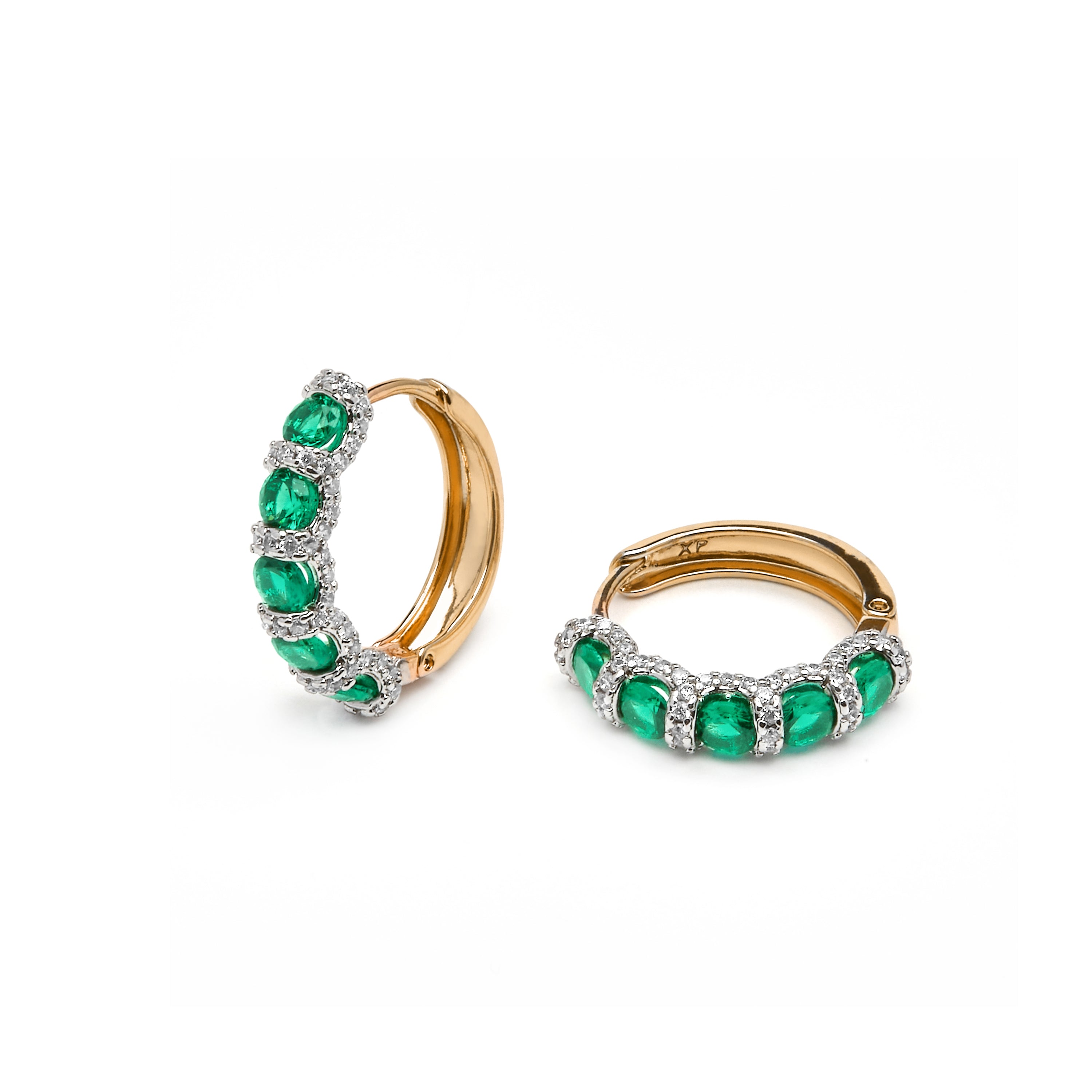 Earrings with emerald zirconite in 18k yellow gold finish - Yrat