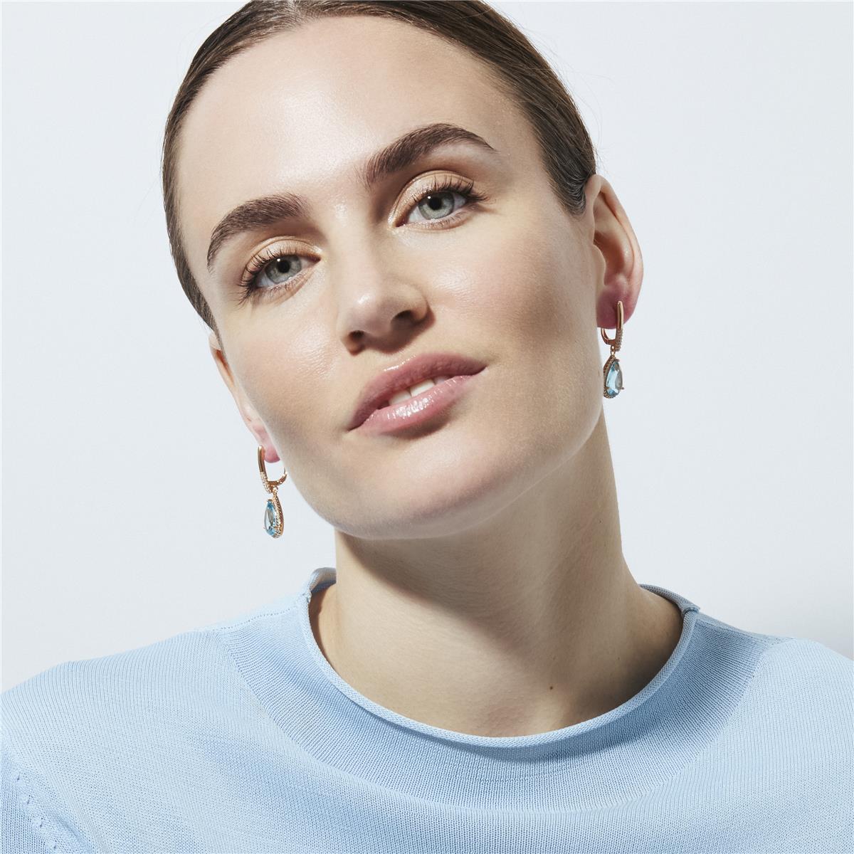 18k Yellow Gold Finish Aquamarine Zirconia Earrings - Dota