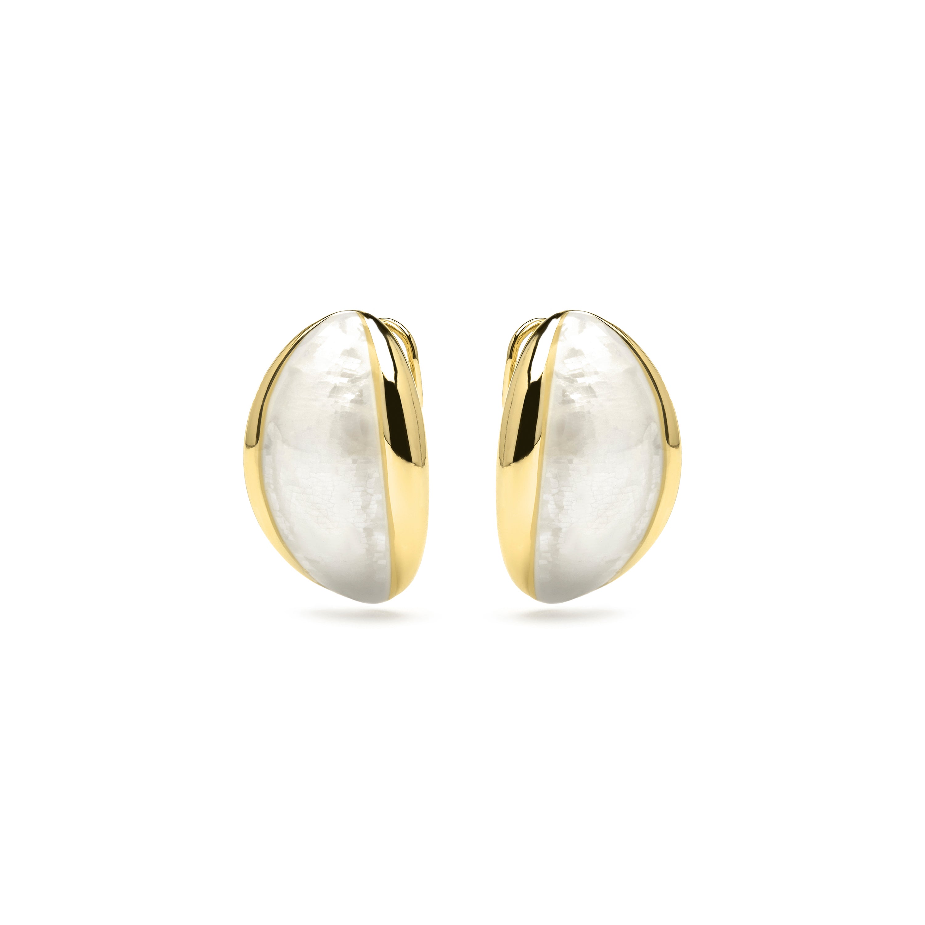 18k yellow gold and white mother-of-pearl earrings - Lingo