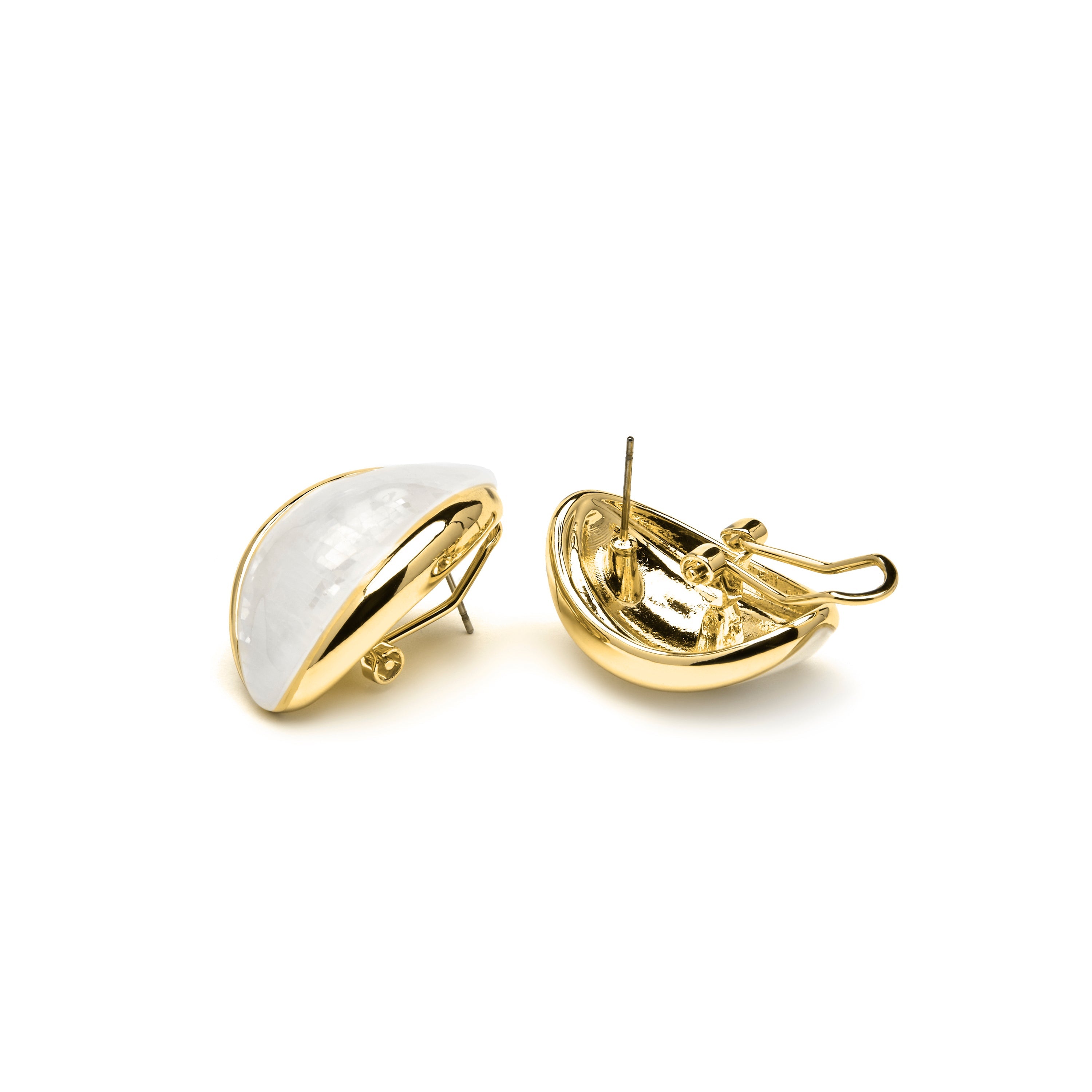 18k yellow gold and white mother-of-pearl earrings - Lingo
