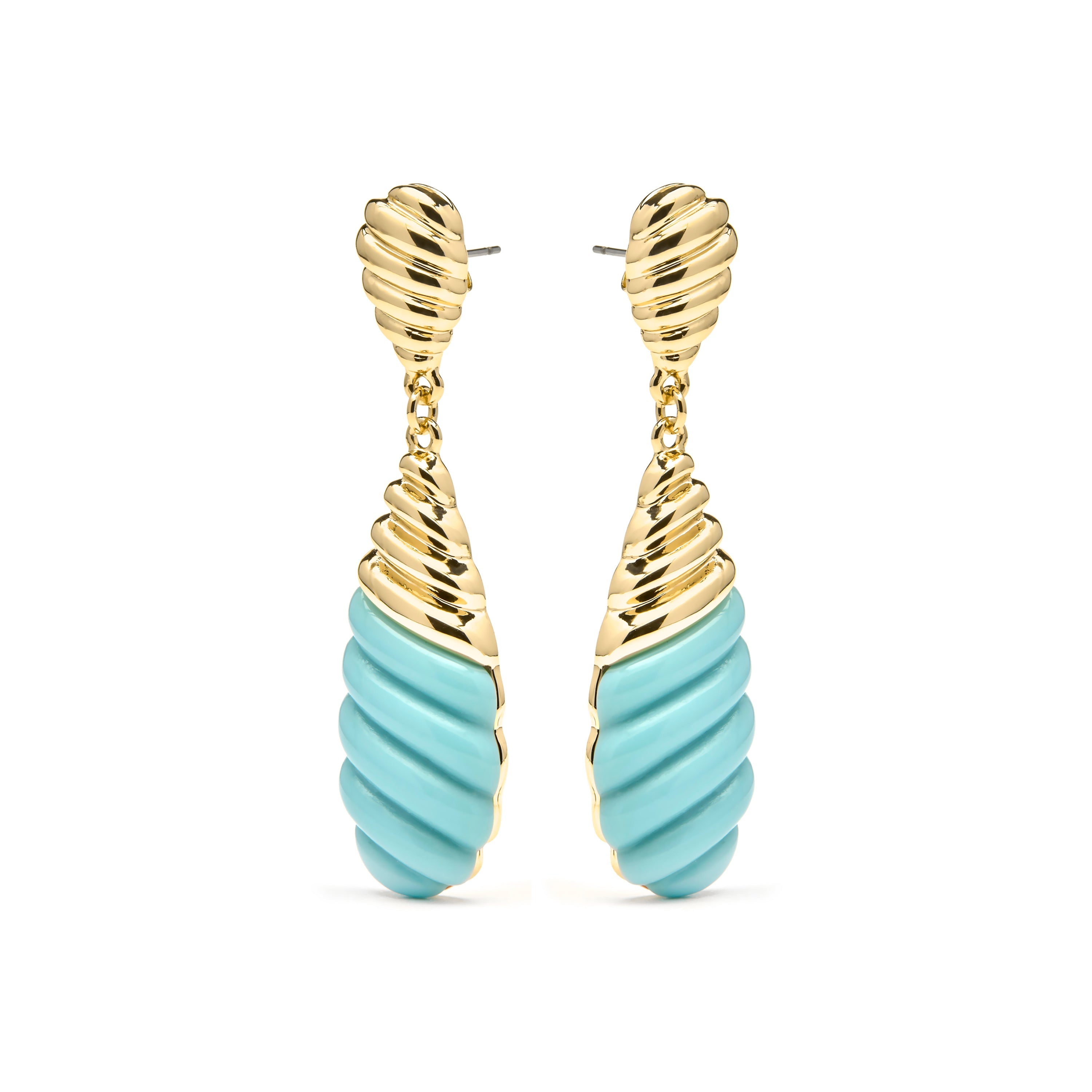 Pendientes acabado oro amarillo de 18k y Resina Azul - Rawil
