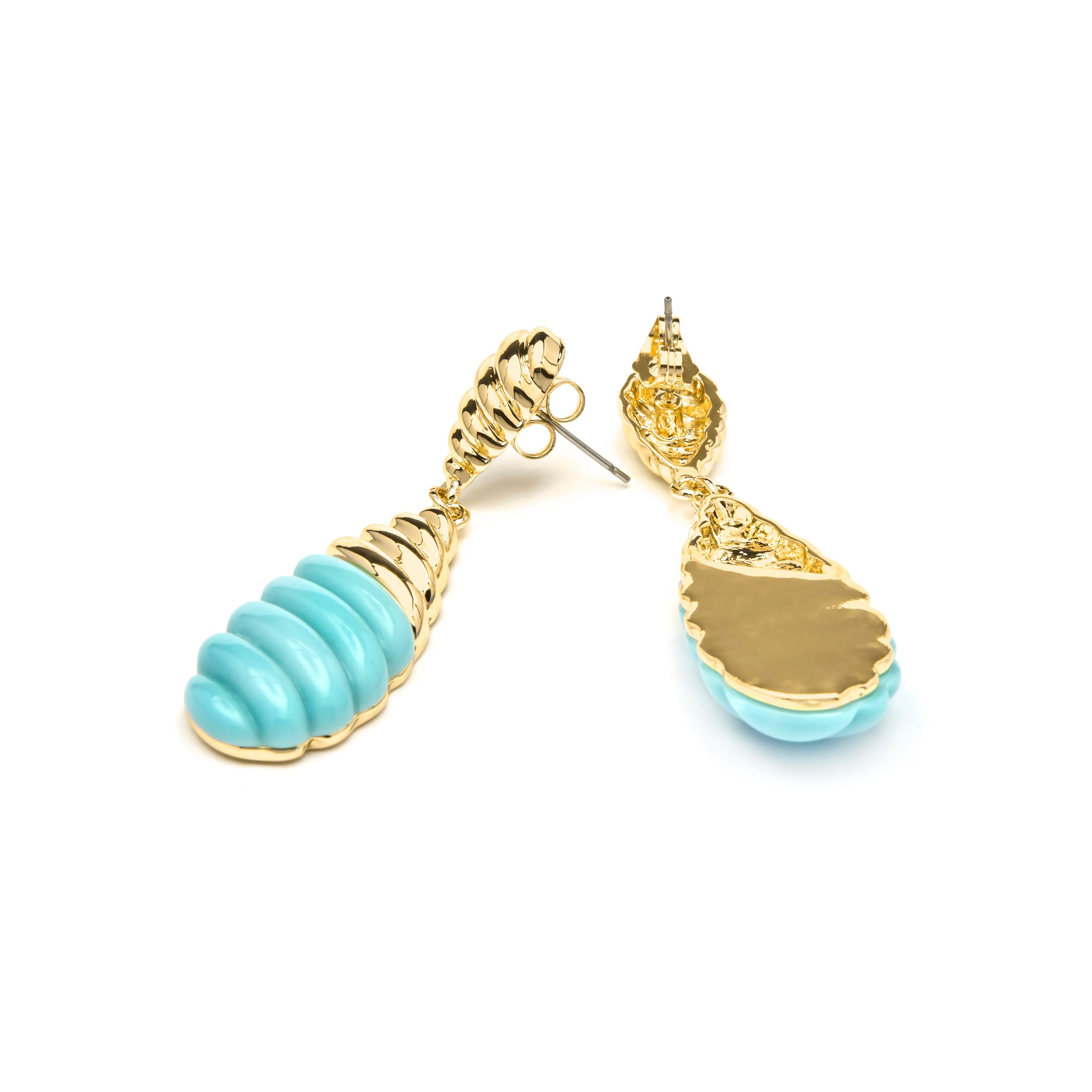 Pendientes acabado oro amarillo de 18k y Resina Azul - Rawil