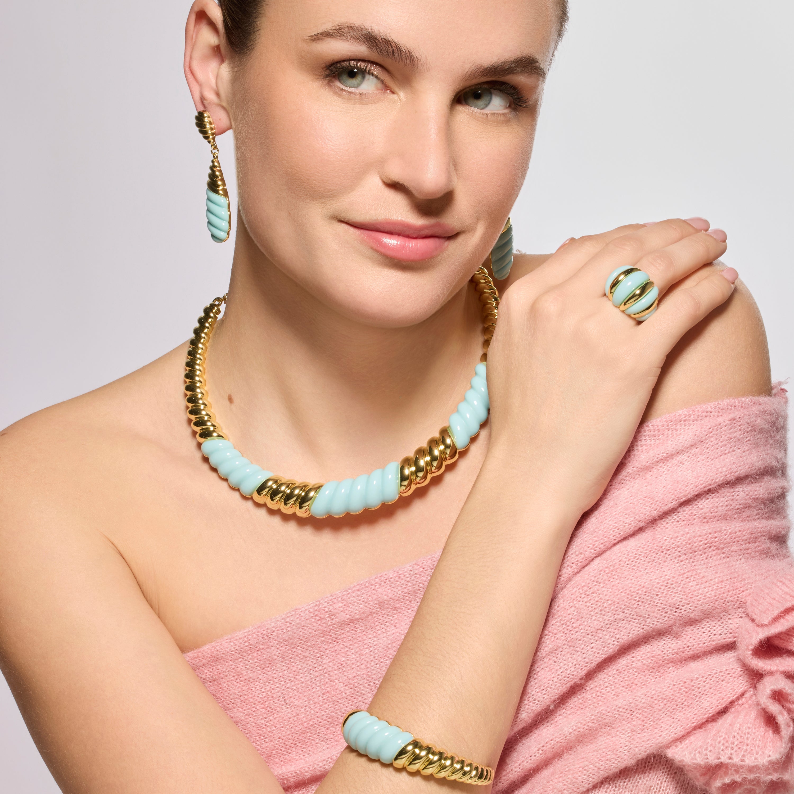 18k yellow gold and blue resin earrings - Rawil