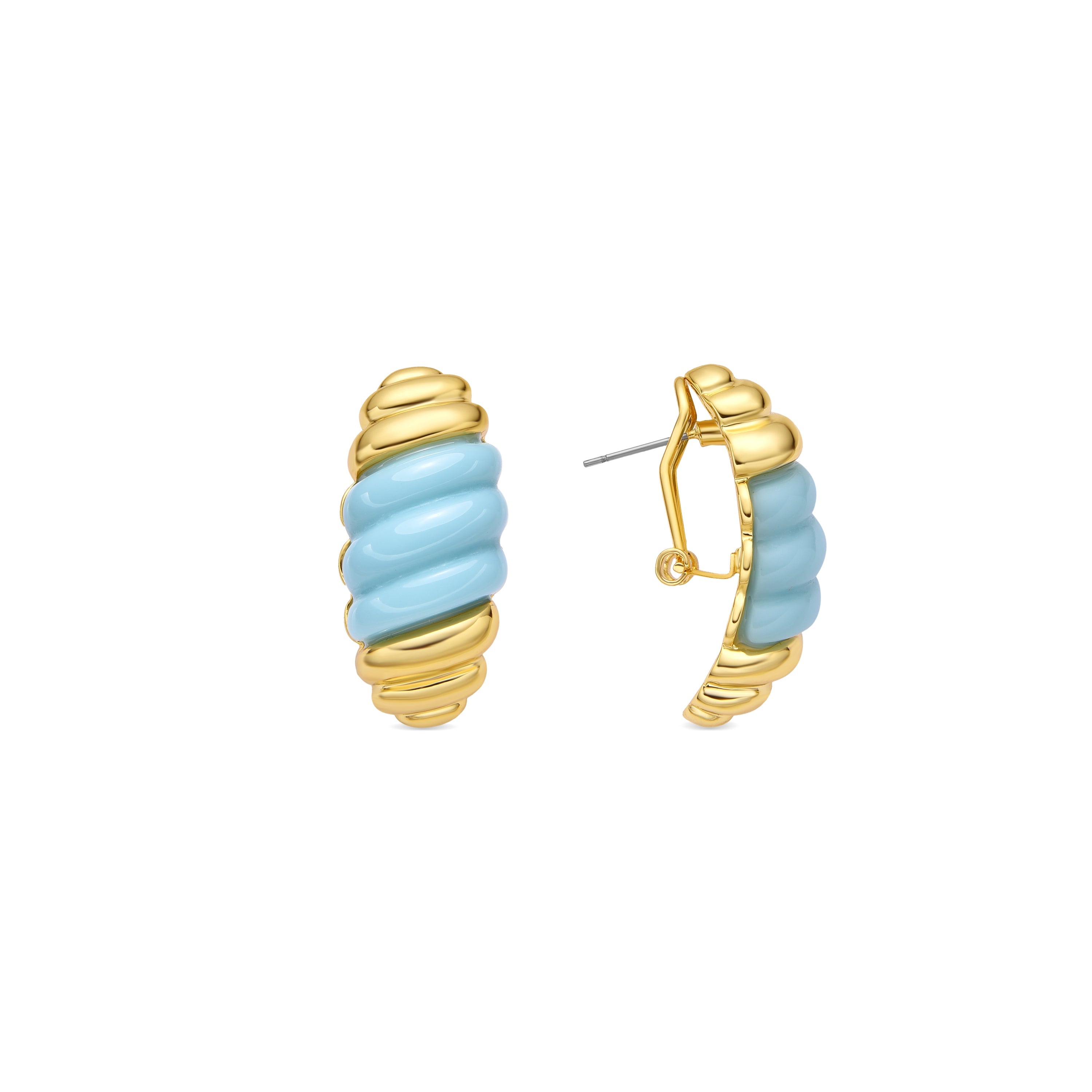Rawil Blue Resin Earrings with 18k Yellow Gold Finish