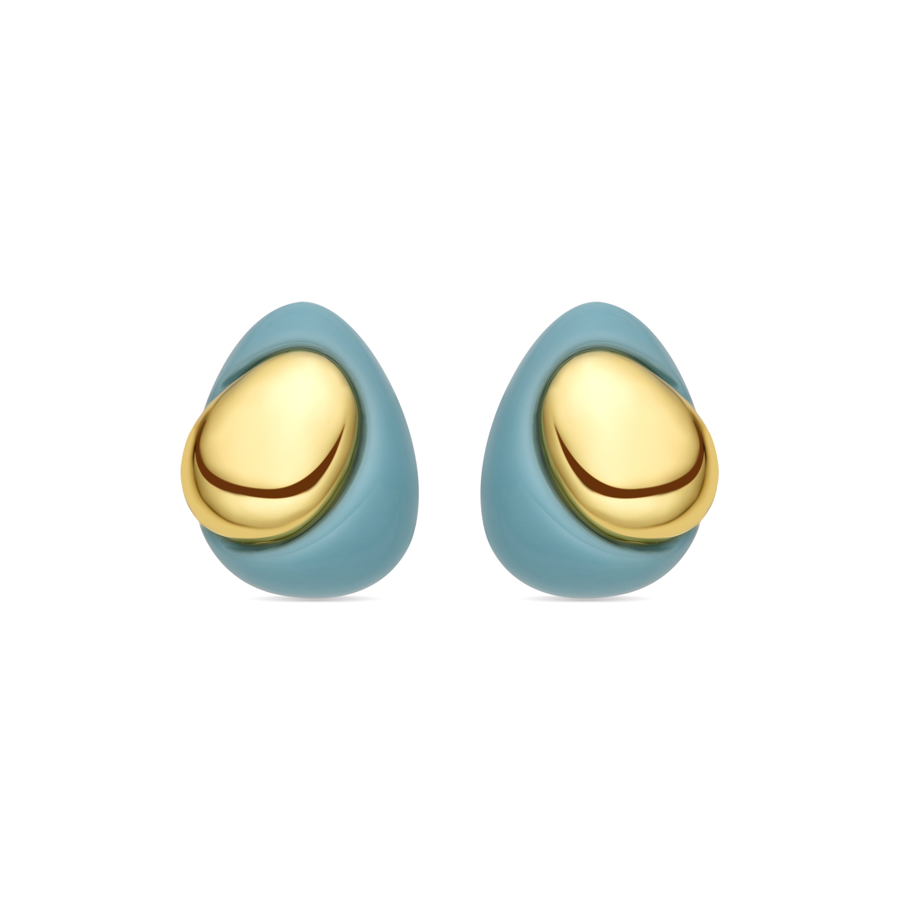 Jidun Blue Resin Earrings with 18k Yellow Gold Finish