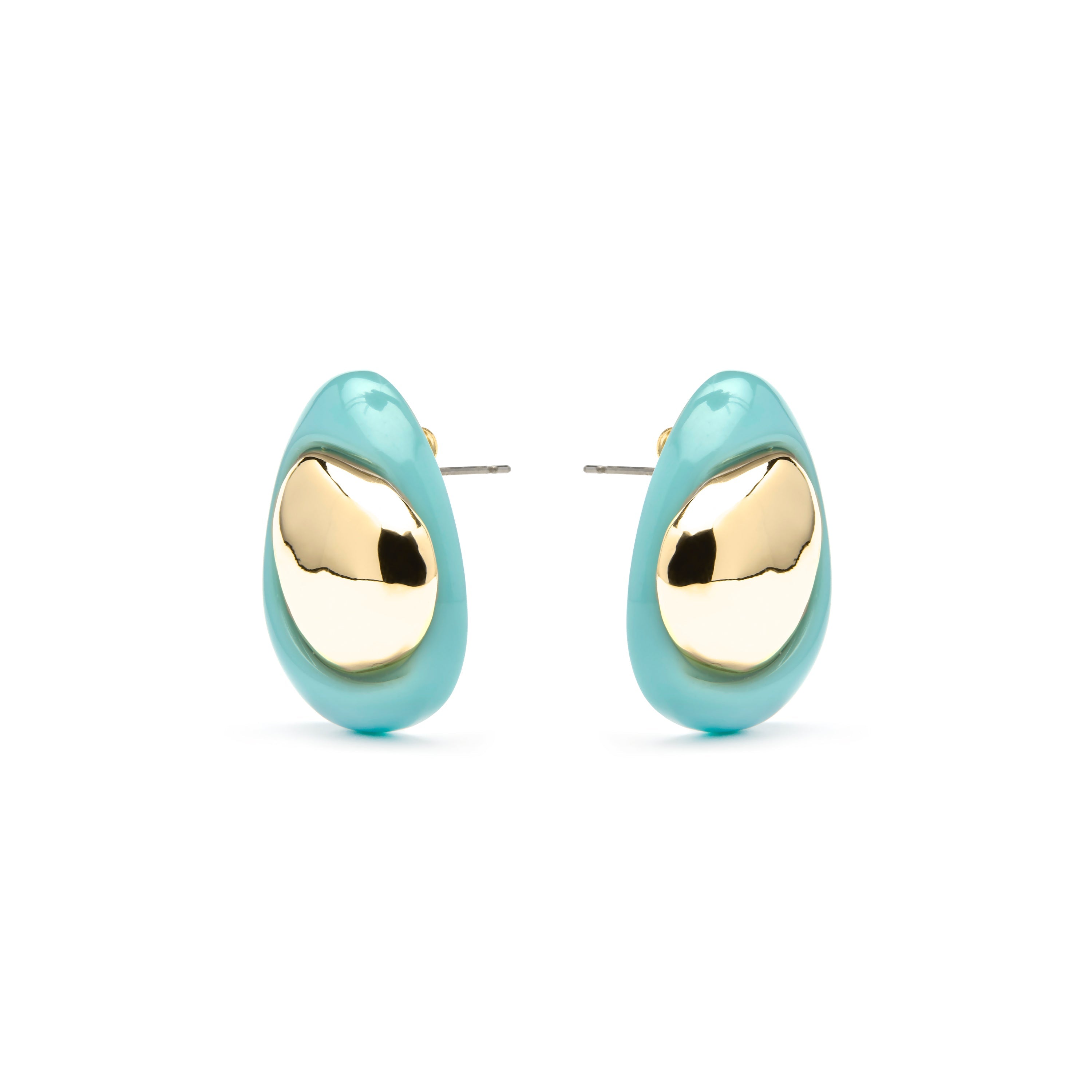 Jidun Blue Resin Earrings with 18k Yellow Gold Finish