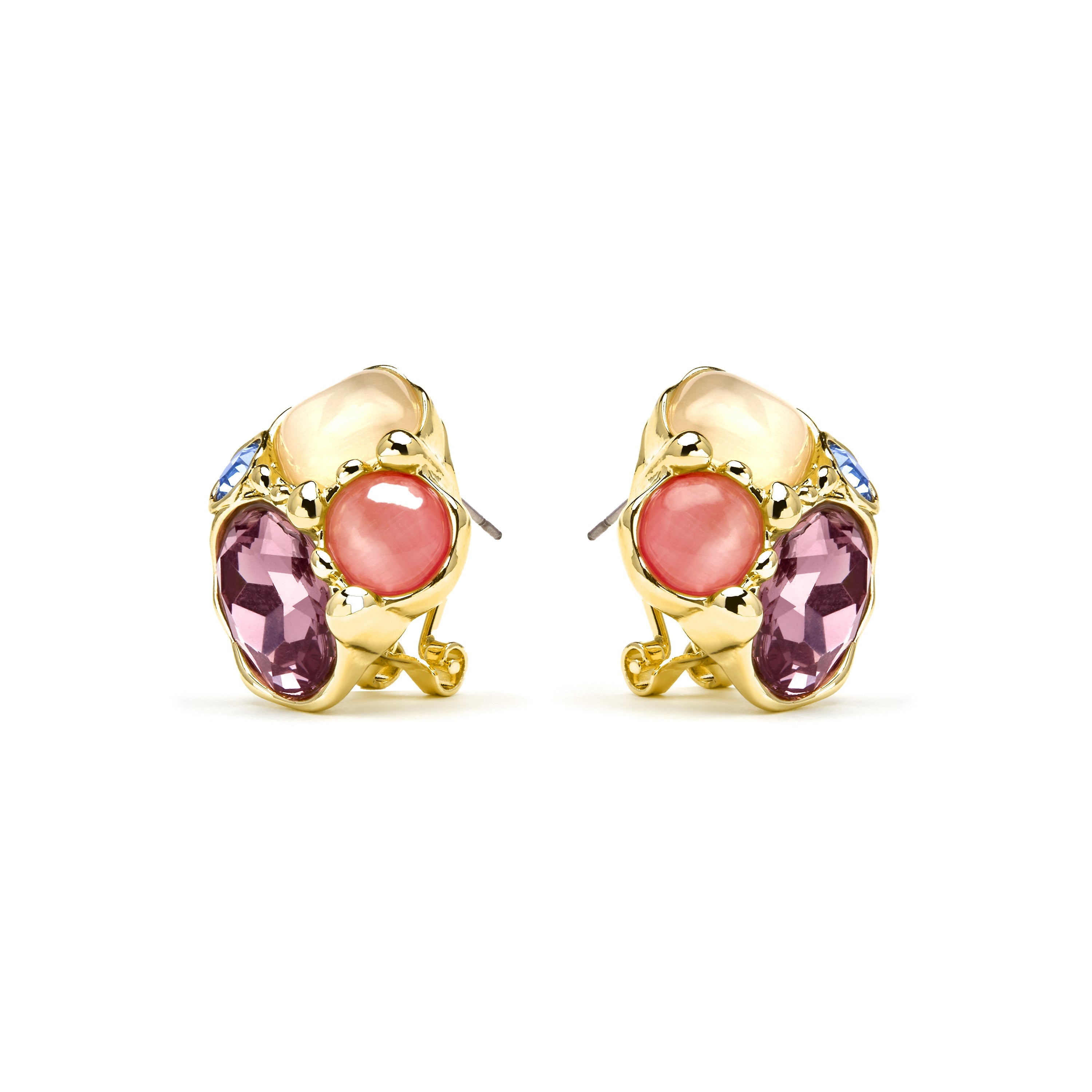 18k yellow gold and purple crystal earrings - Nedla