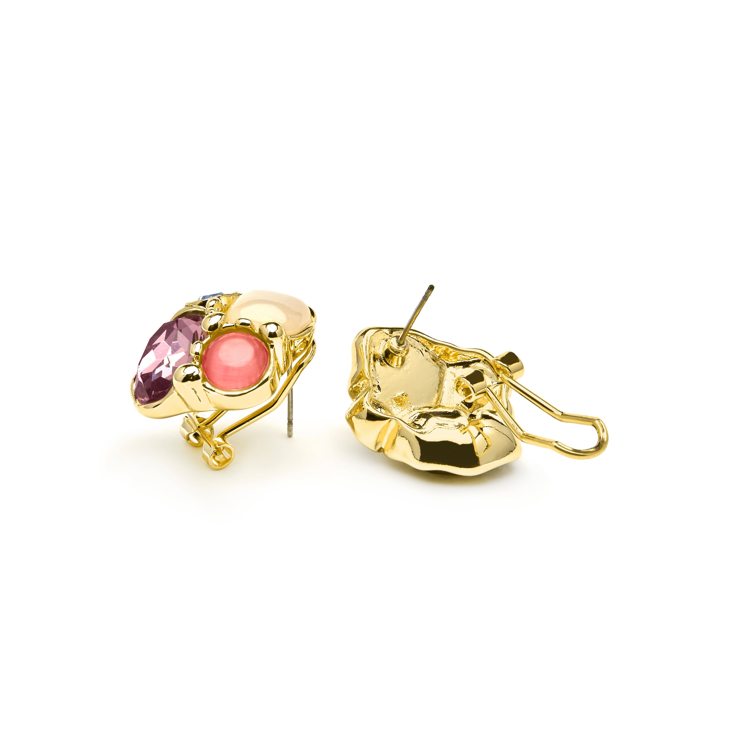 18k yellow gold and purple crystal earrings - Nedla