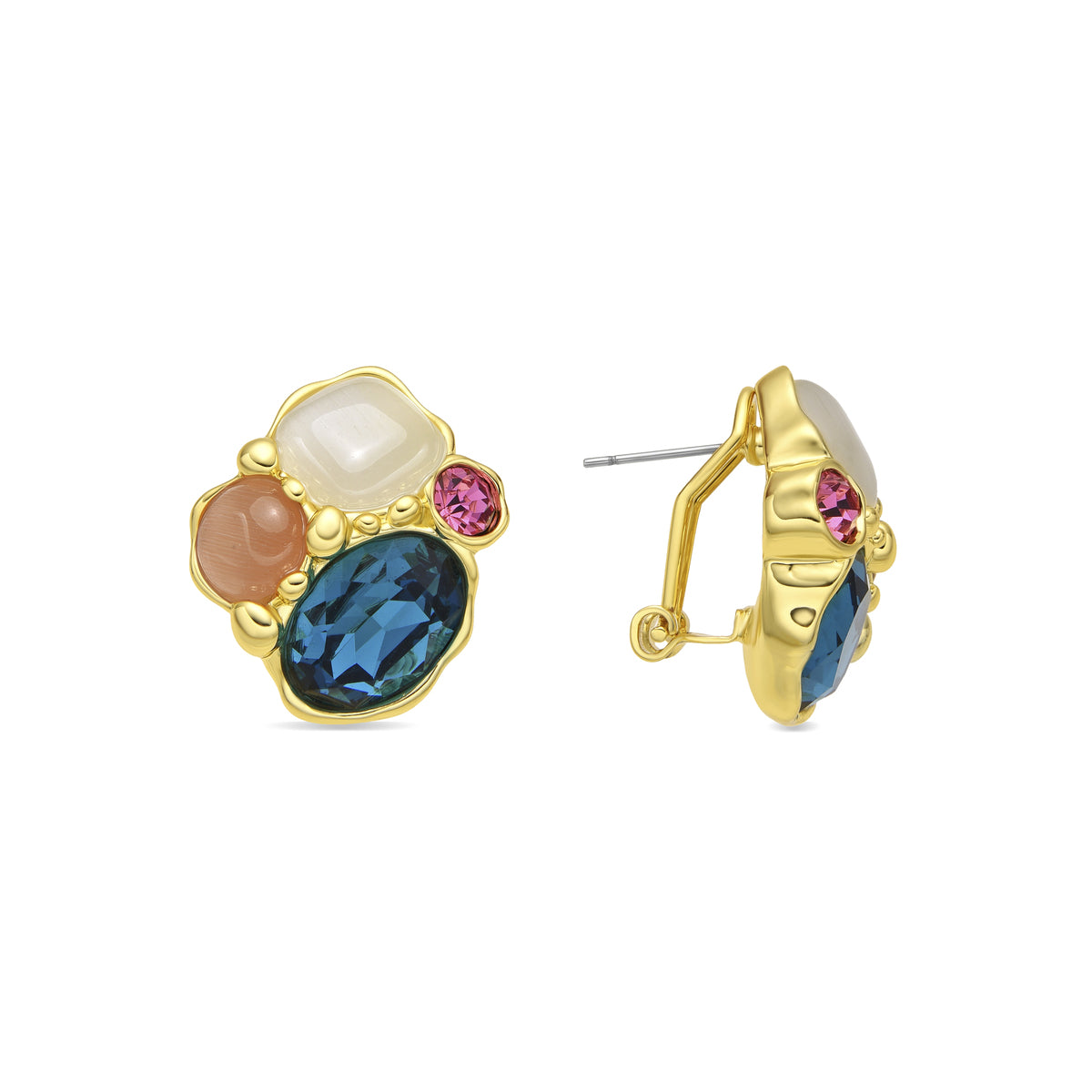 Nedla Green Crystal Earrings in 18k Yellow Gold Finish