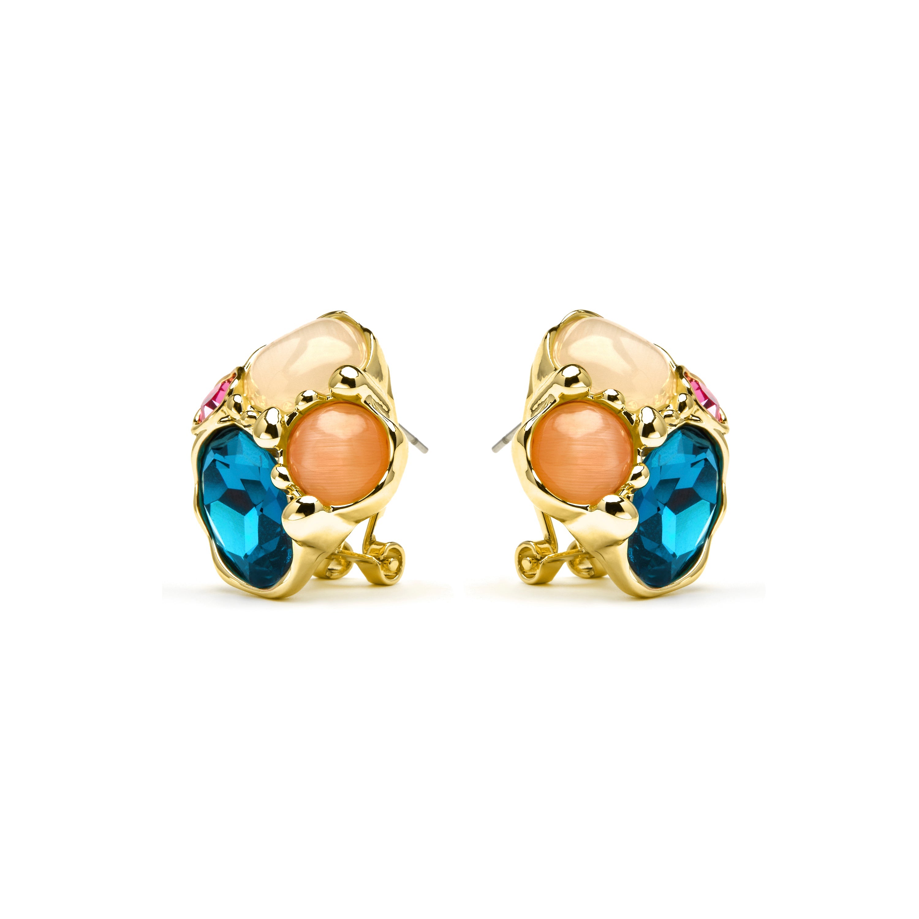 Pendientes Nedla de Cristal Verde acabado oro amarillo de 18k