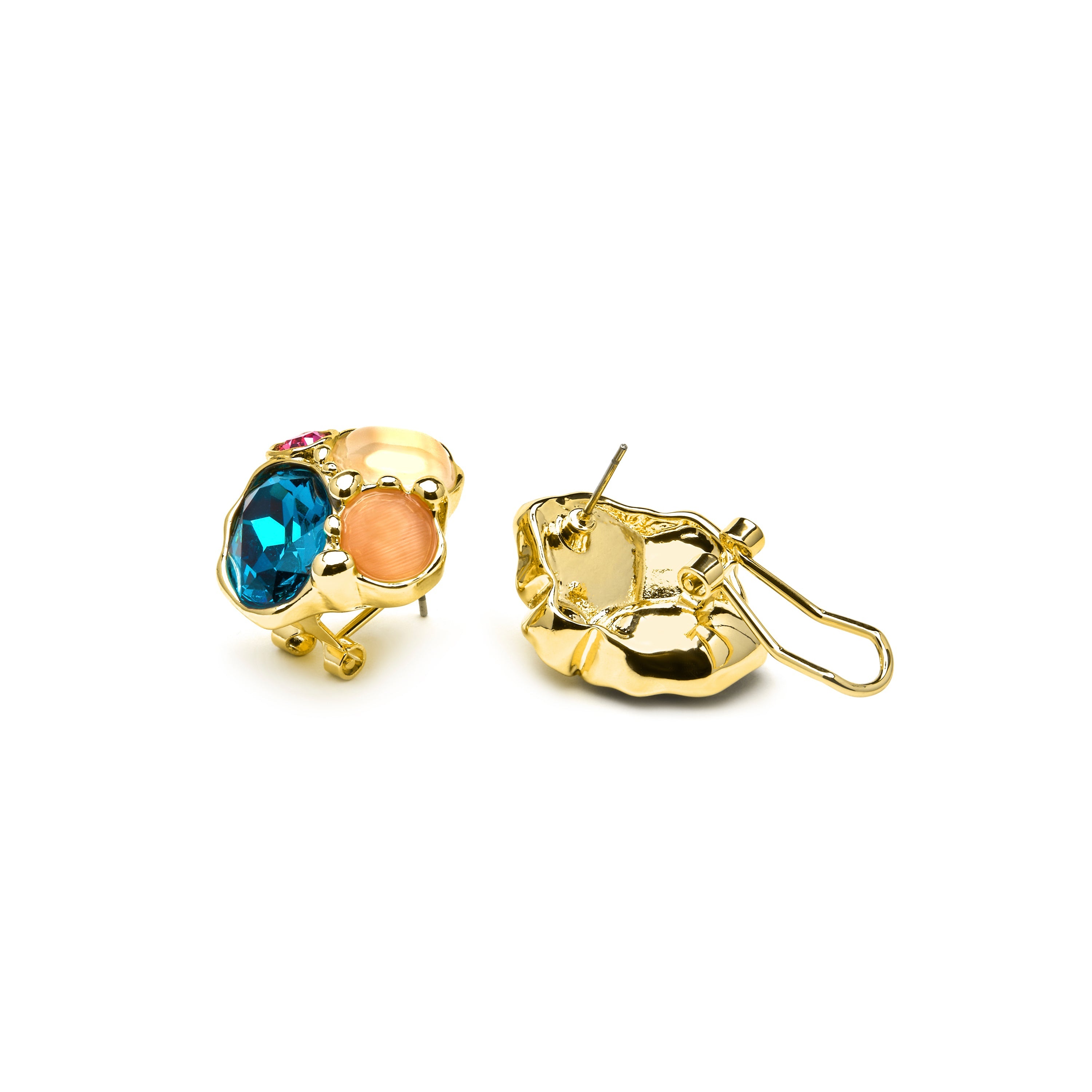 Pendientes Nedla de Cristal Verde acabado oro amarillo de 18k