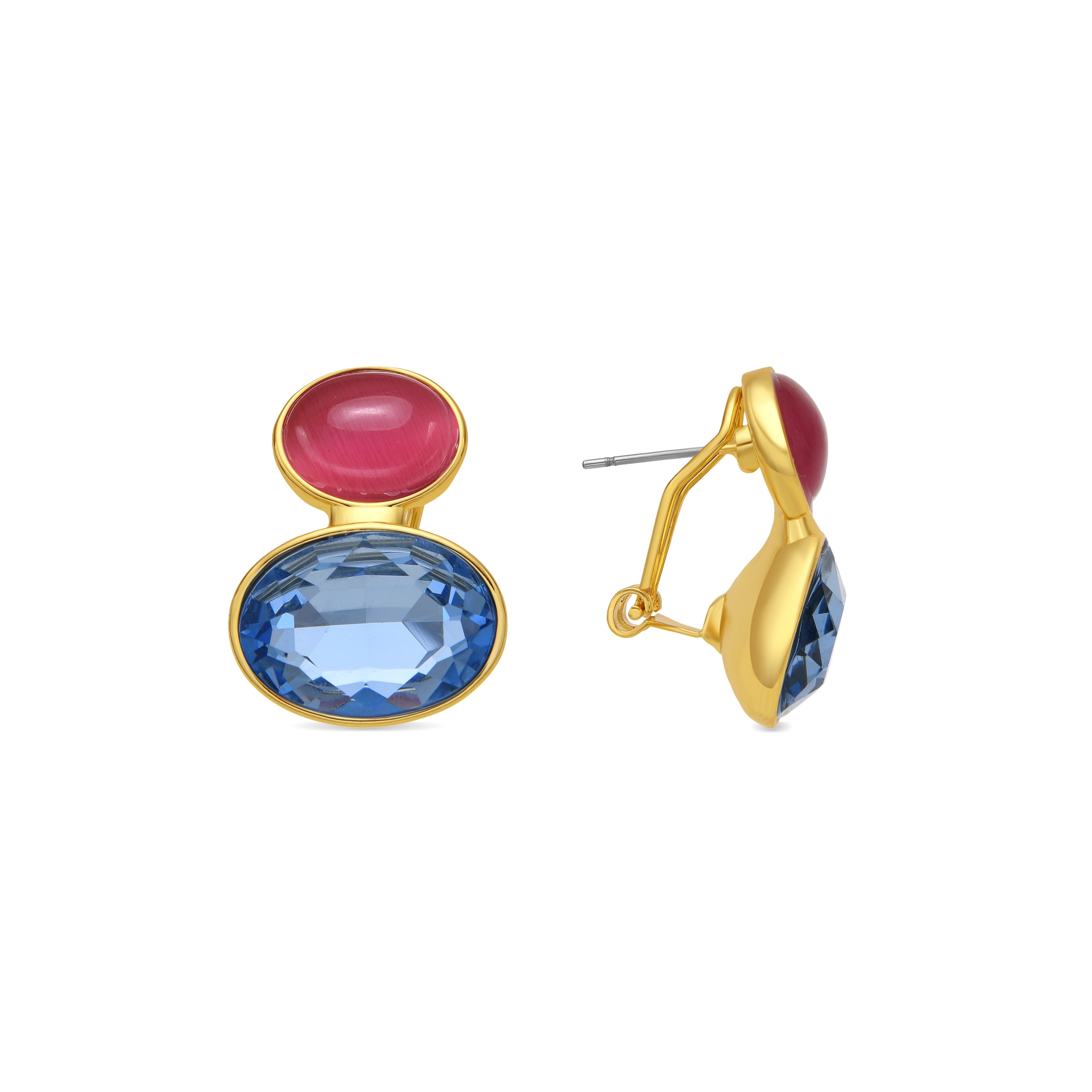 18k yellow gold and blue crystal earrings - Sigro