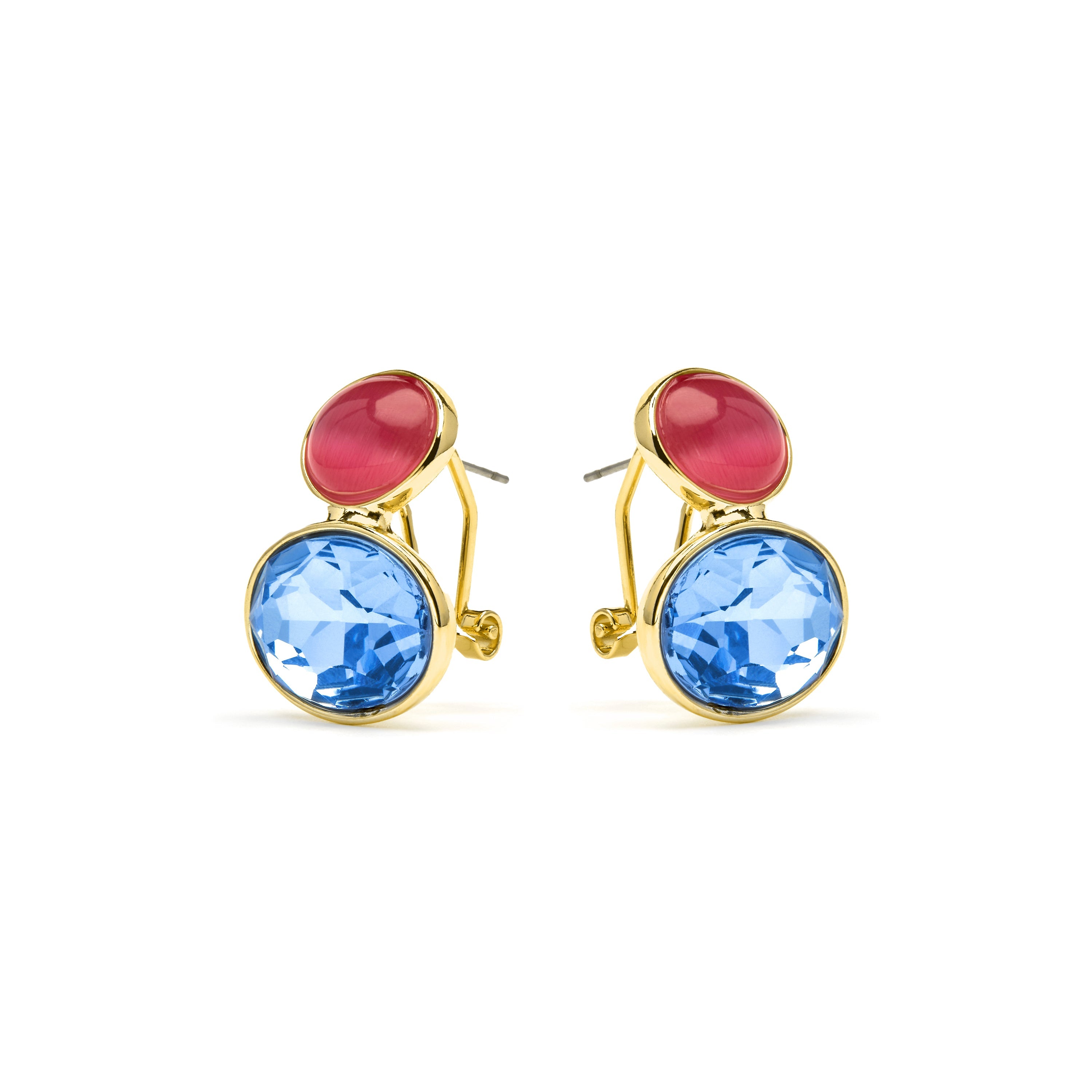 Pendientes acabado oro amarillo de 18k y Cristal Azul - Sigro