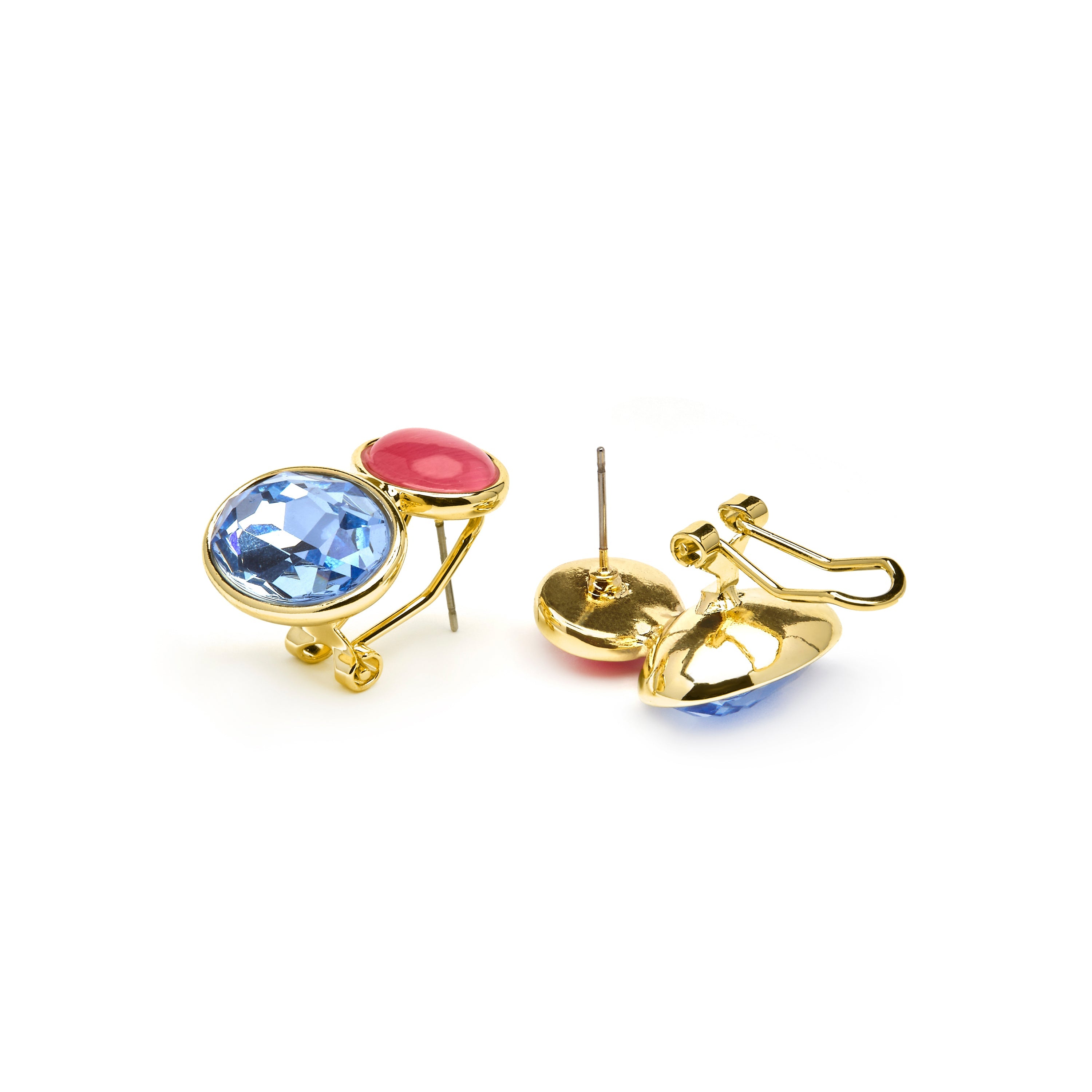 Pendientes acabado oro amarillo de 18k y Cristal Azul - Sigro