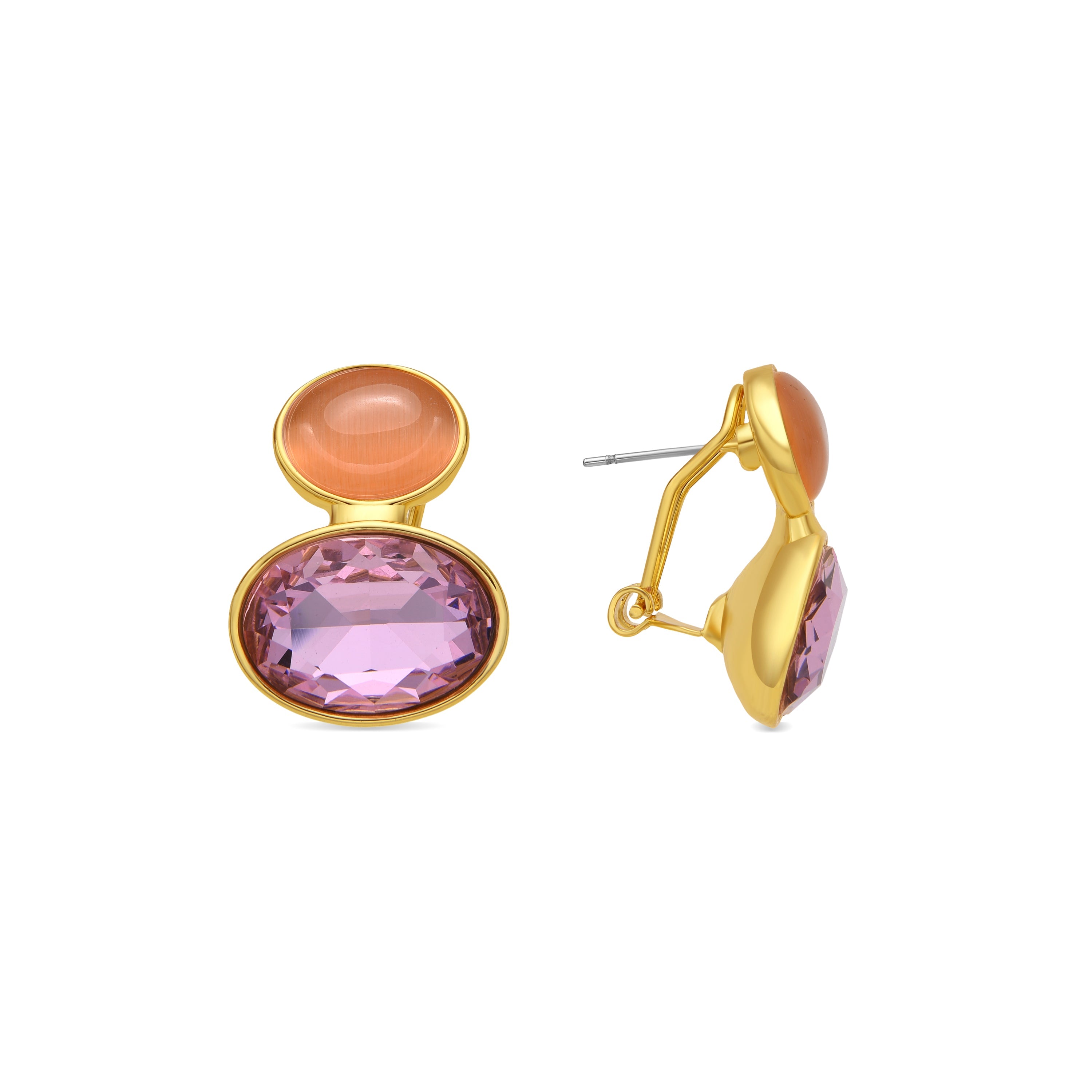 18k yellow gold and purple crystal earrings - Sigro