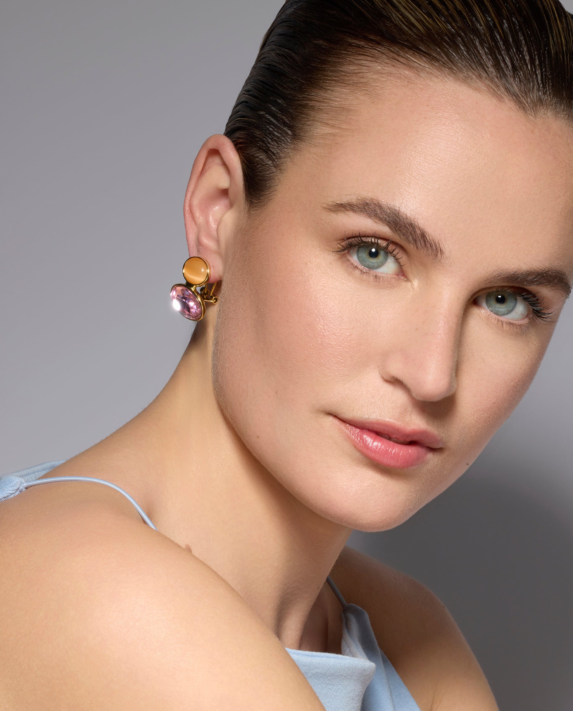 18k yellow gold and purple crystal earrings - Sigro
