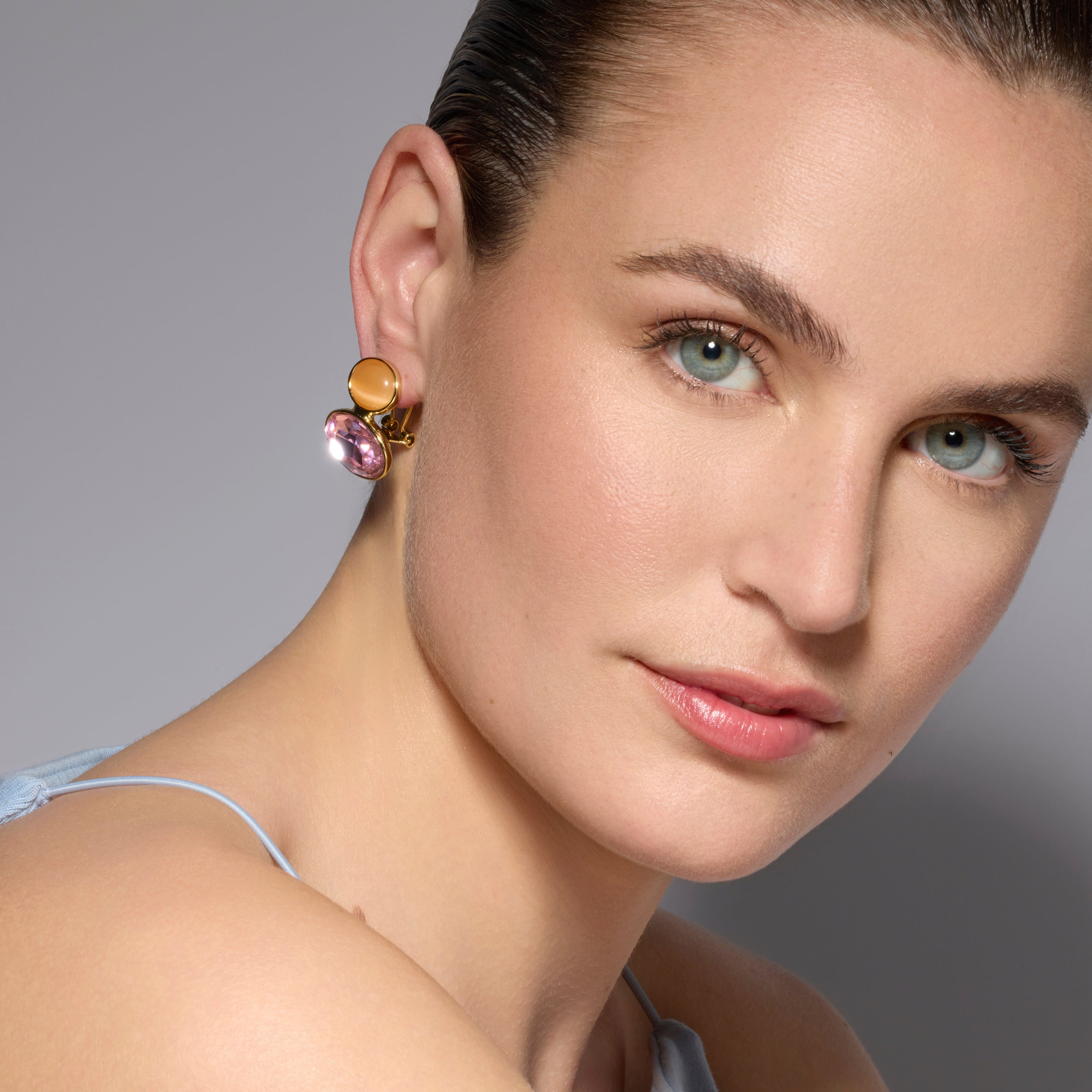 18k yellow gold and purple crystal earrings - Sigro