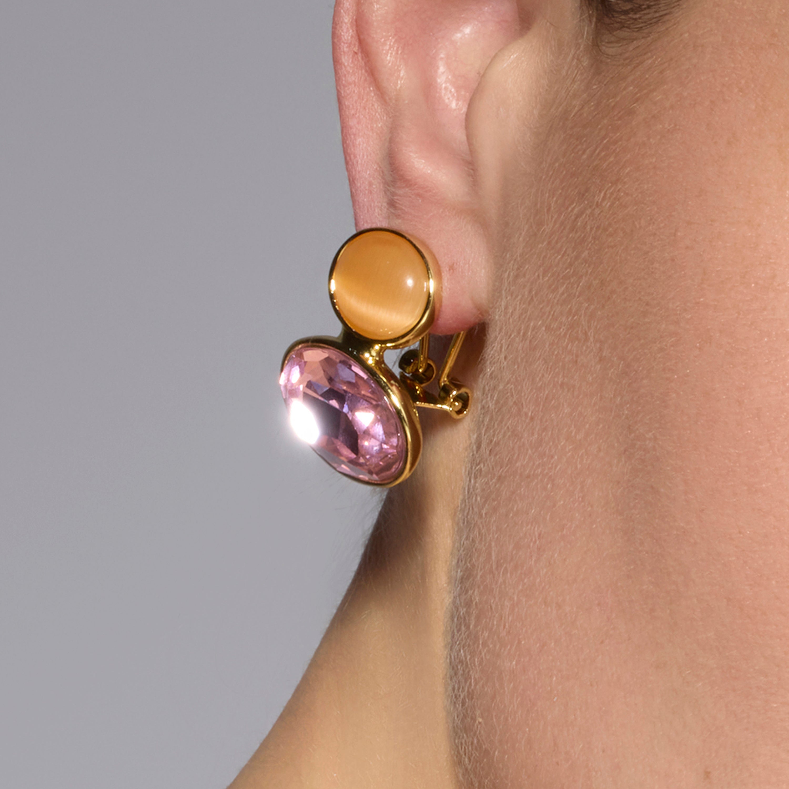 18k yellow gold and purple crystal earrings - Sigro