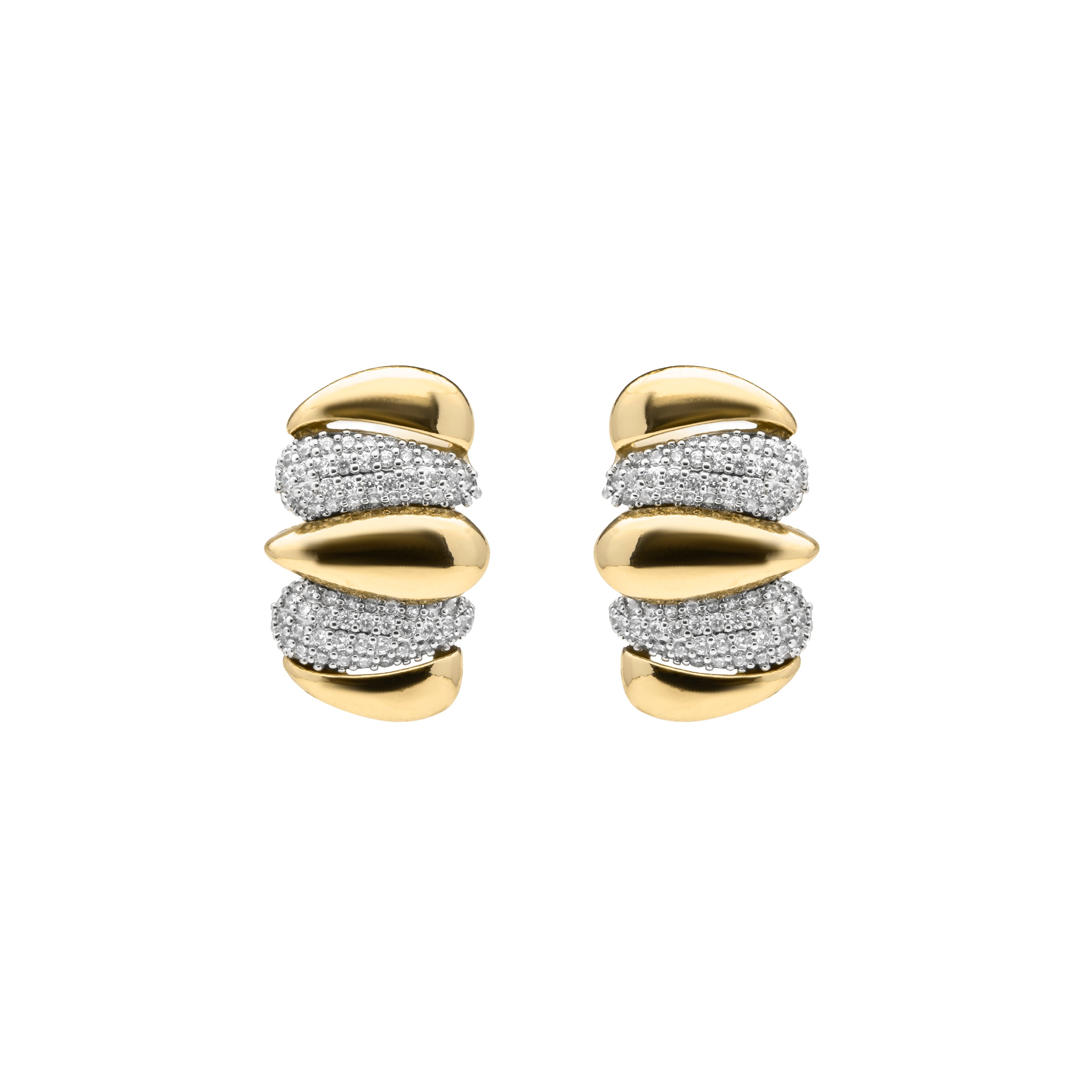 Sparkling Zirconia Stud Earrings with 18k Yellow Gold Finish - Catmi