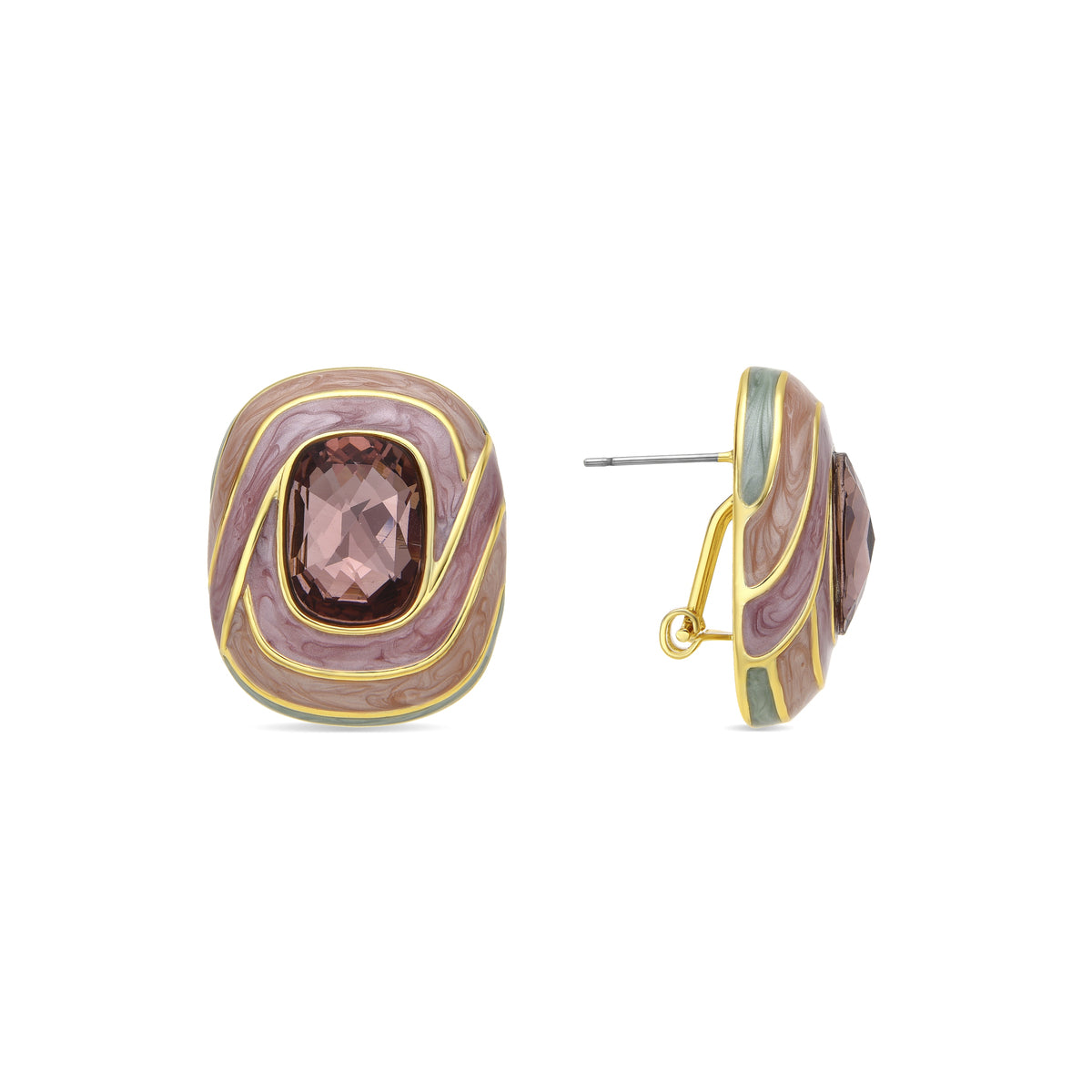 Rowing Earrings in Multicolor Lacquer with 18k Yellow Gold Finish