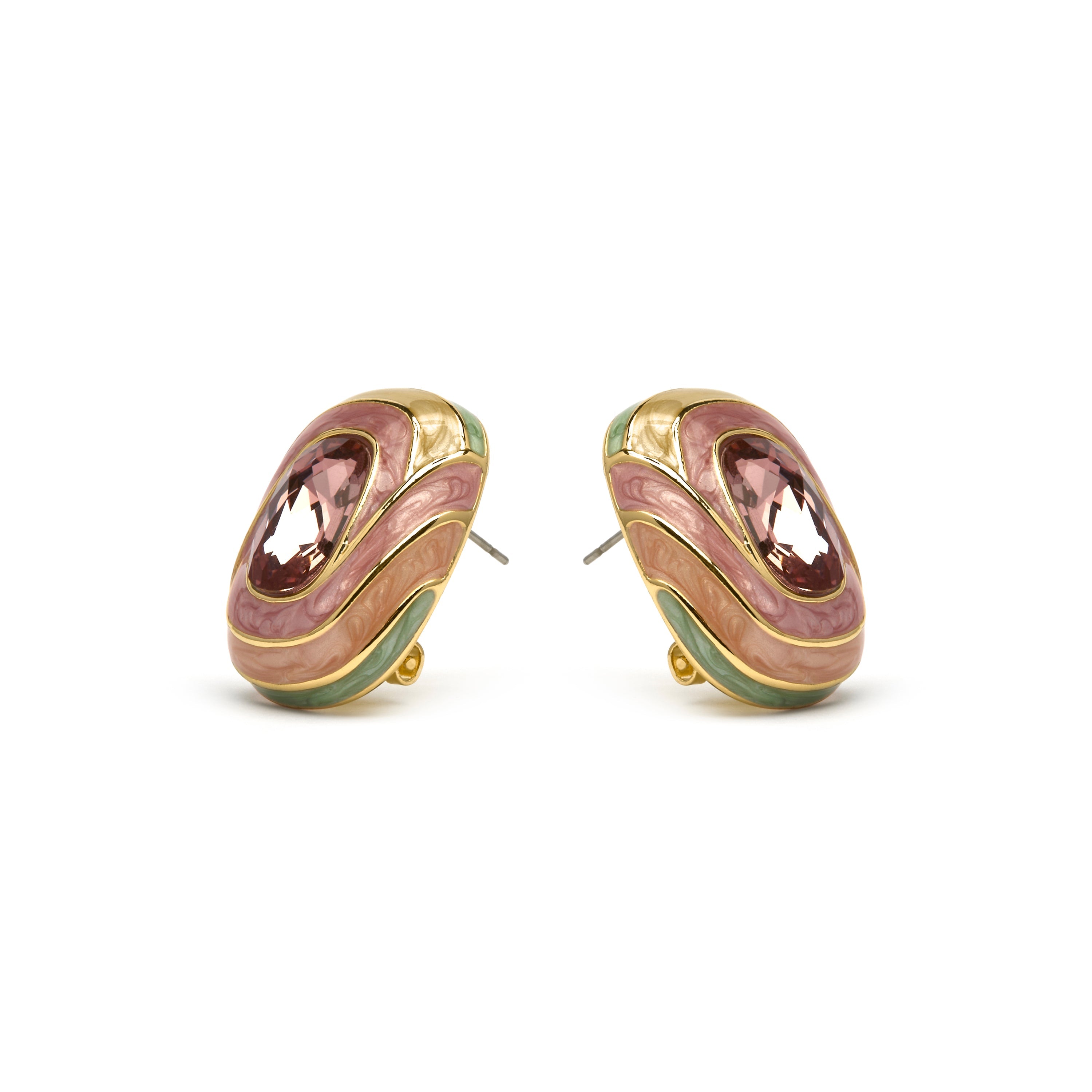 Rowing Earrings in Multicolor Lacquer with 18k Yellow Gold Finish