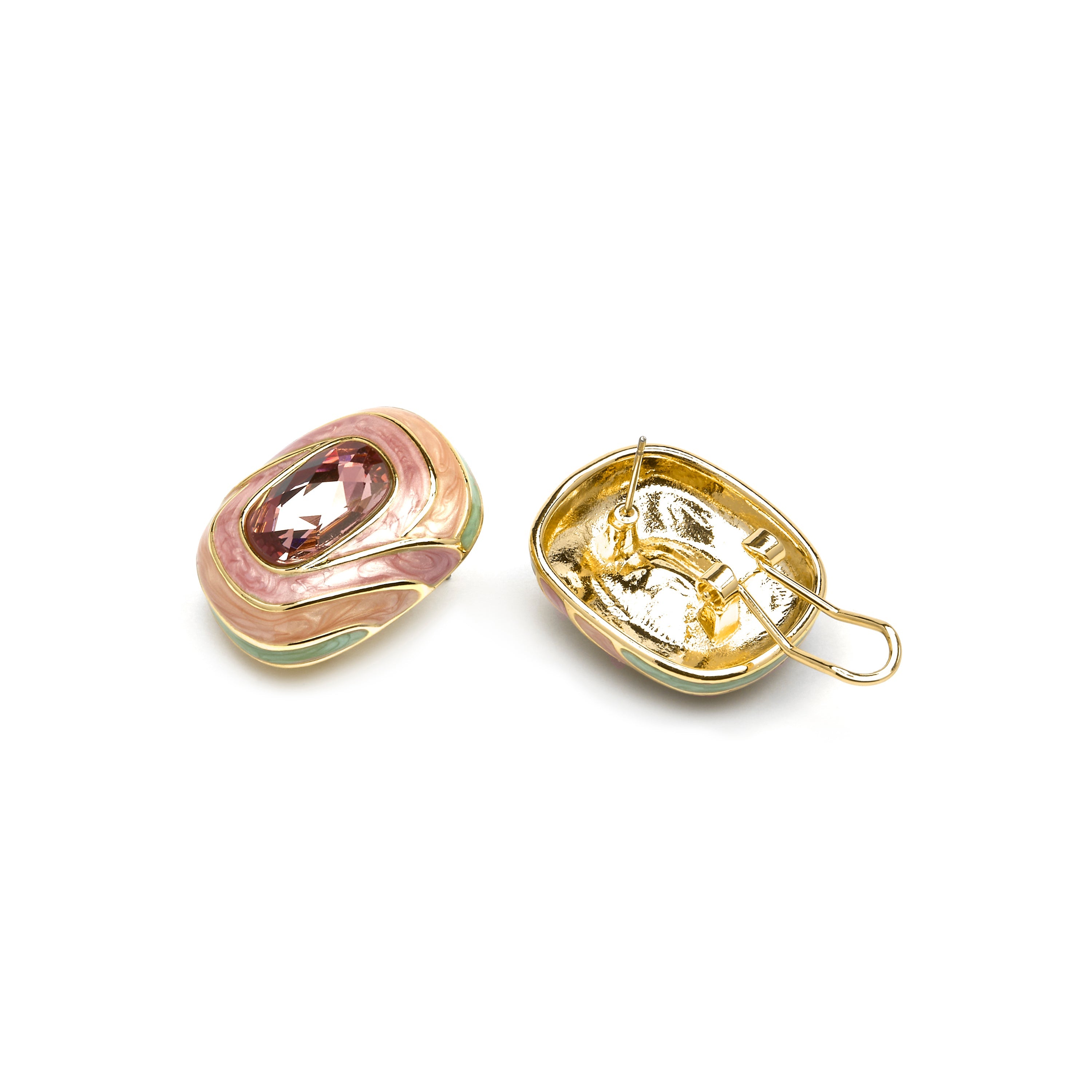 Rowing Earrings in Multicolor Lacquer with 18k Yellow Gold Finish
