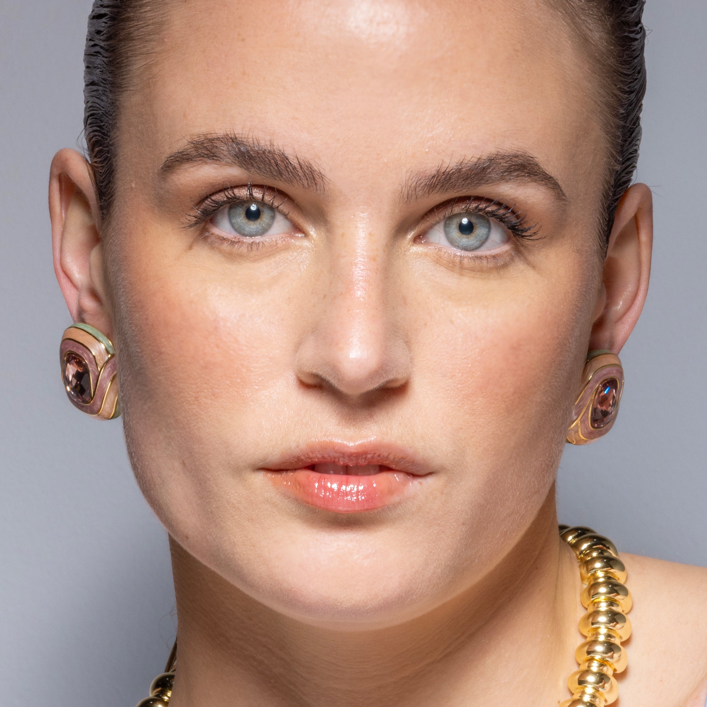 Rowing Earrings in Multicolor Lacquer with 18k Yellow Gold Finish